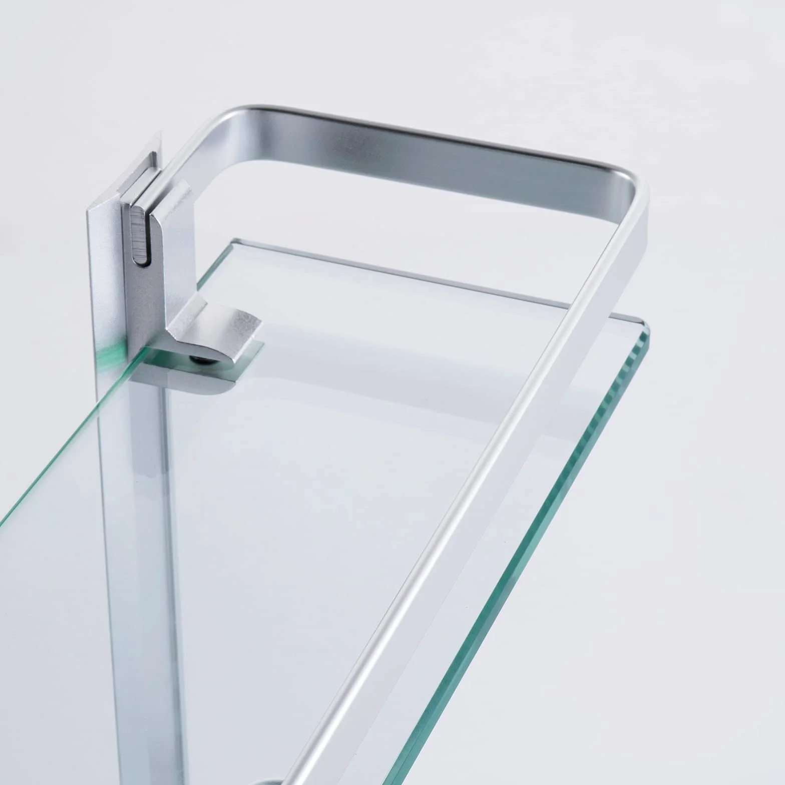Estanteria Baño Cristal Vidrio Templado 8mm Estante Ducha 2 Niveles Aluminio Plata Rectangular