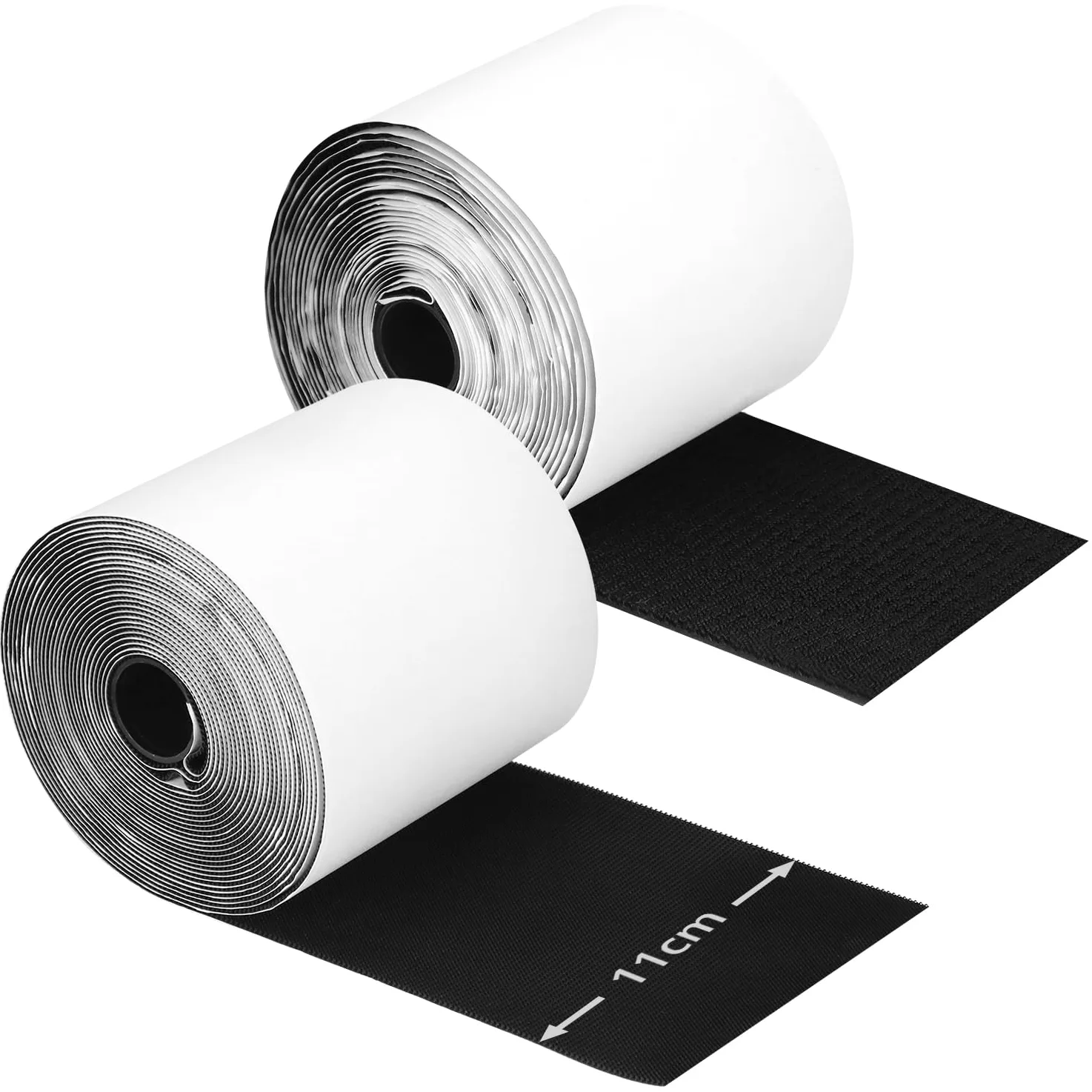 QWORK® 11cm x 6M Cinta gancho y bucle fuerte con adhesiva, Solución antideslizante para cojines, colchones y alfombras de sofá