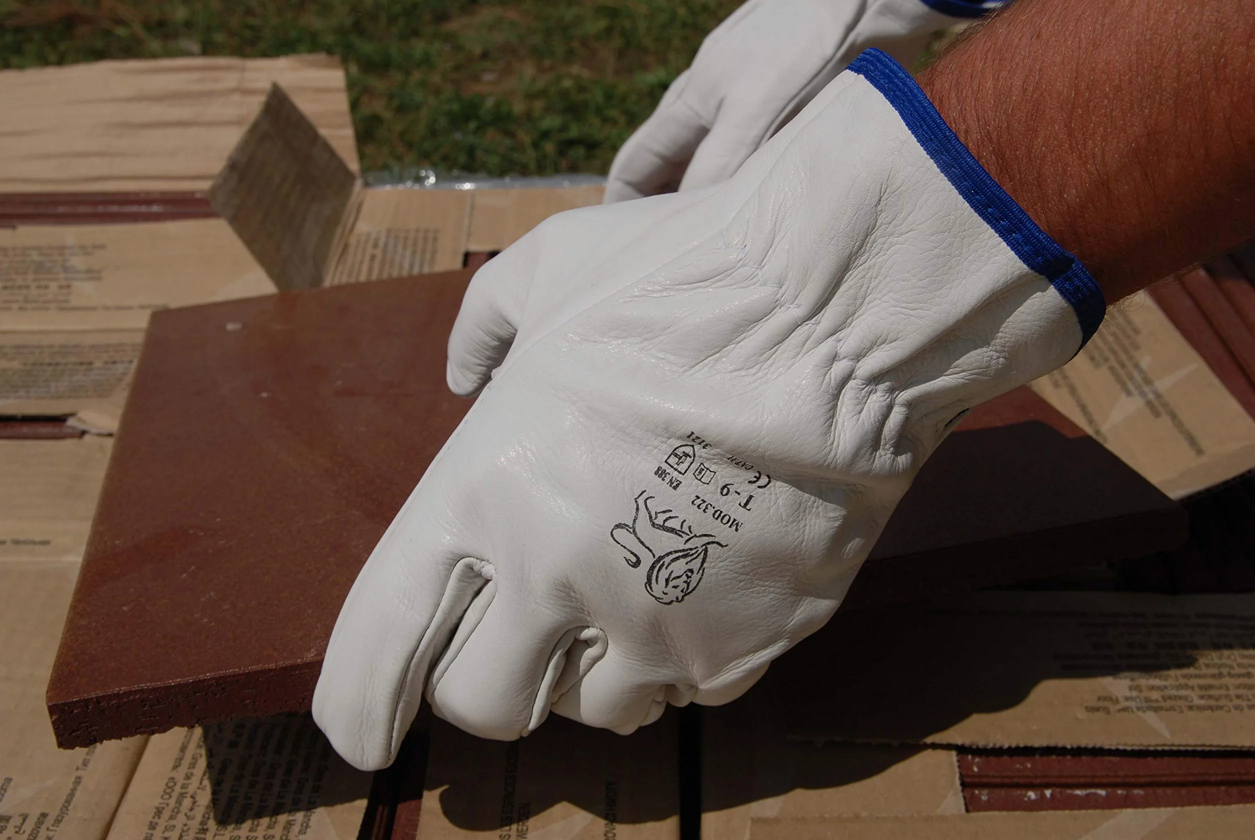 Guantes de Trabajo Piel Ruvigrab Pack 12 Pares Cuero para Obra Jardín Hombre Mujer