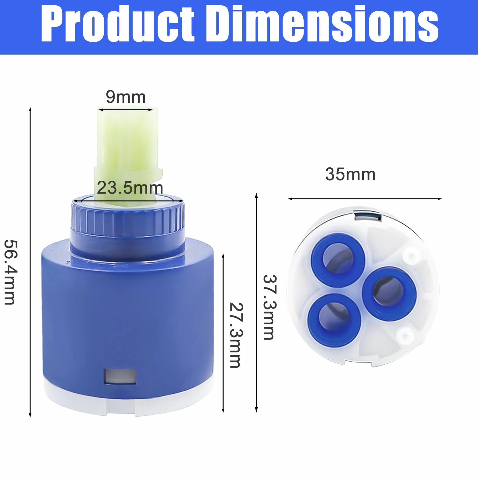 4 Piezas Cartucho de Cerámica para Grifo 35mm Cartuchos Grifos de Cerámica Fácil de Instalar Fuerte Resistente Cartucho Ceramico per Grifo para Reparación de Grifos Agua Cocina Ducha Lavabo