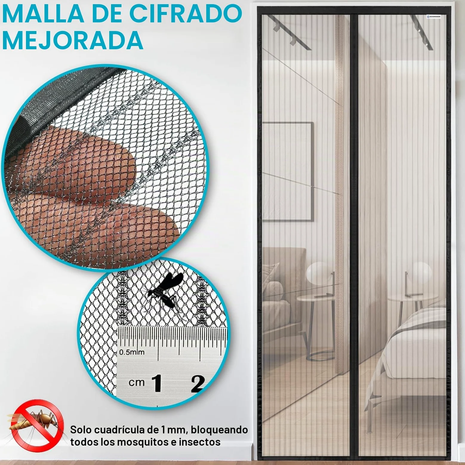 Mosquitera Cortina Puerta Magnetica 130x200, Mosquitera Imantada Puerta, Proteja a su Familia de los Mosquitos