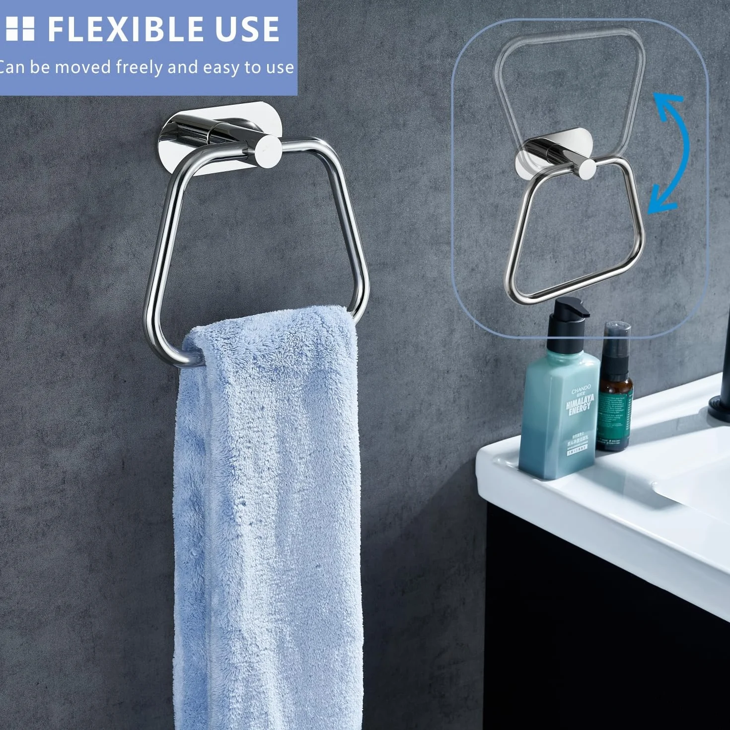 Toallero Autoadhesivo Acero Inoxidable 304 para Baño, Gancho Toalla Escalera, Montaje Pared sin Taladrar Cromo
