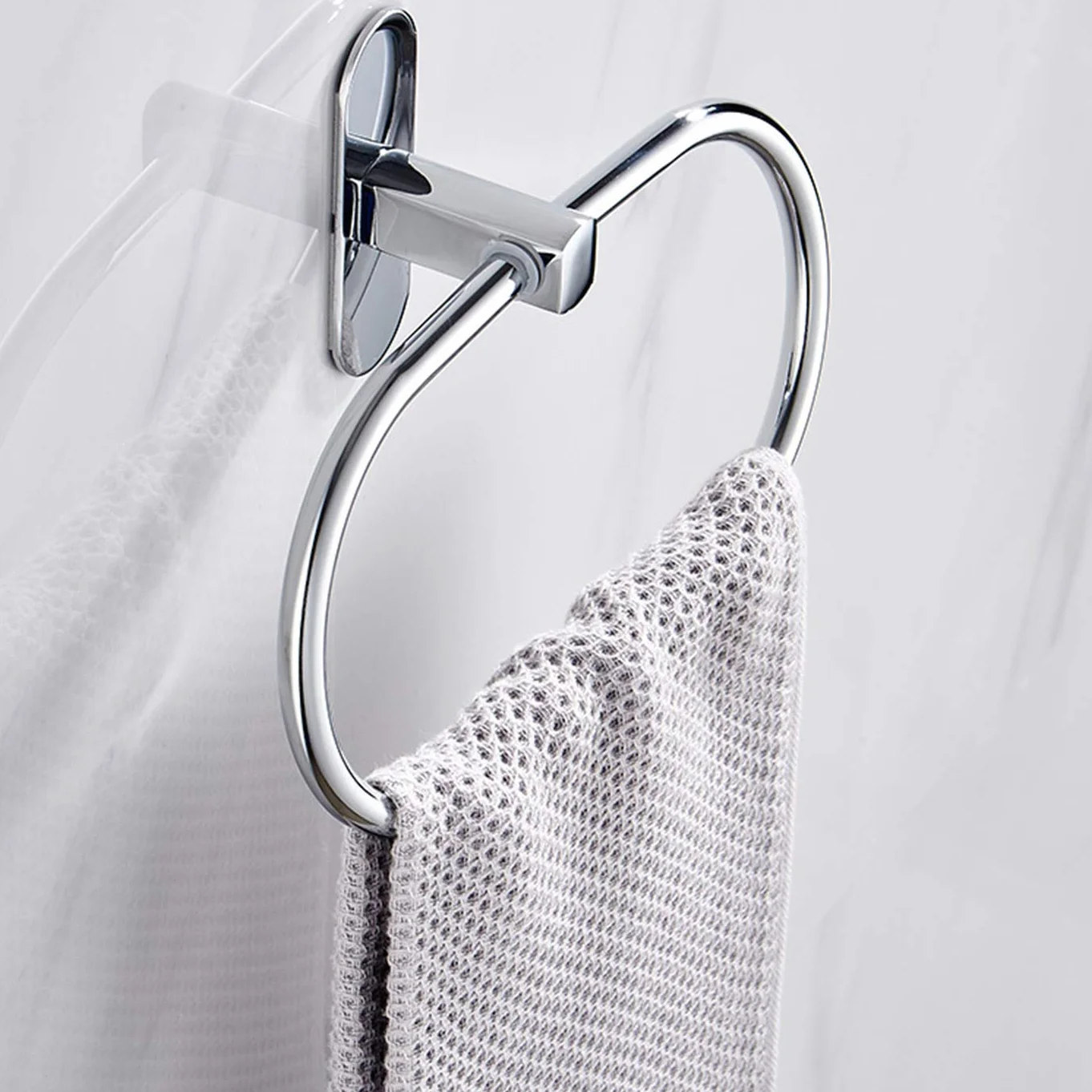 Toallero Adhesivo Fuerte de Acero Inoxidable para Baño sin Taladro, Colgador de Toalla de Aro