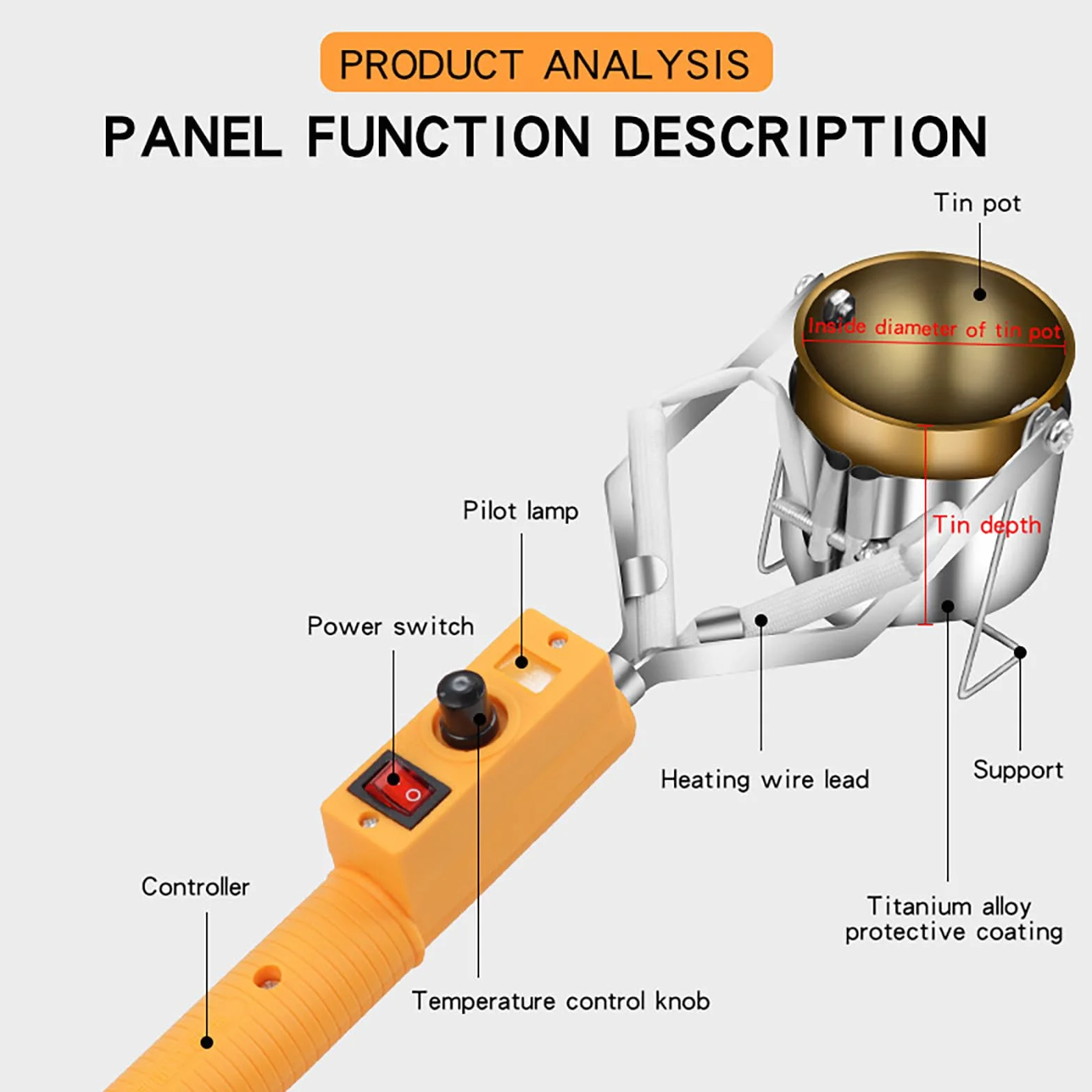 Crisol de plomo portátil de mano, crisoles de 380 W para fundir metal, crisol eléctrico para plomo, ajuste de 150-450 ℃, para moldes de peso