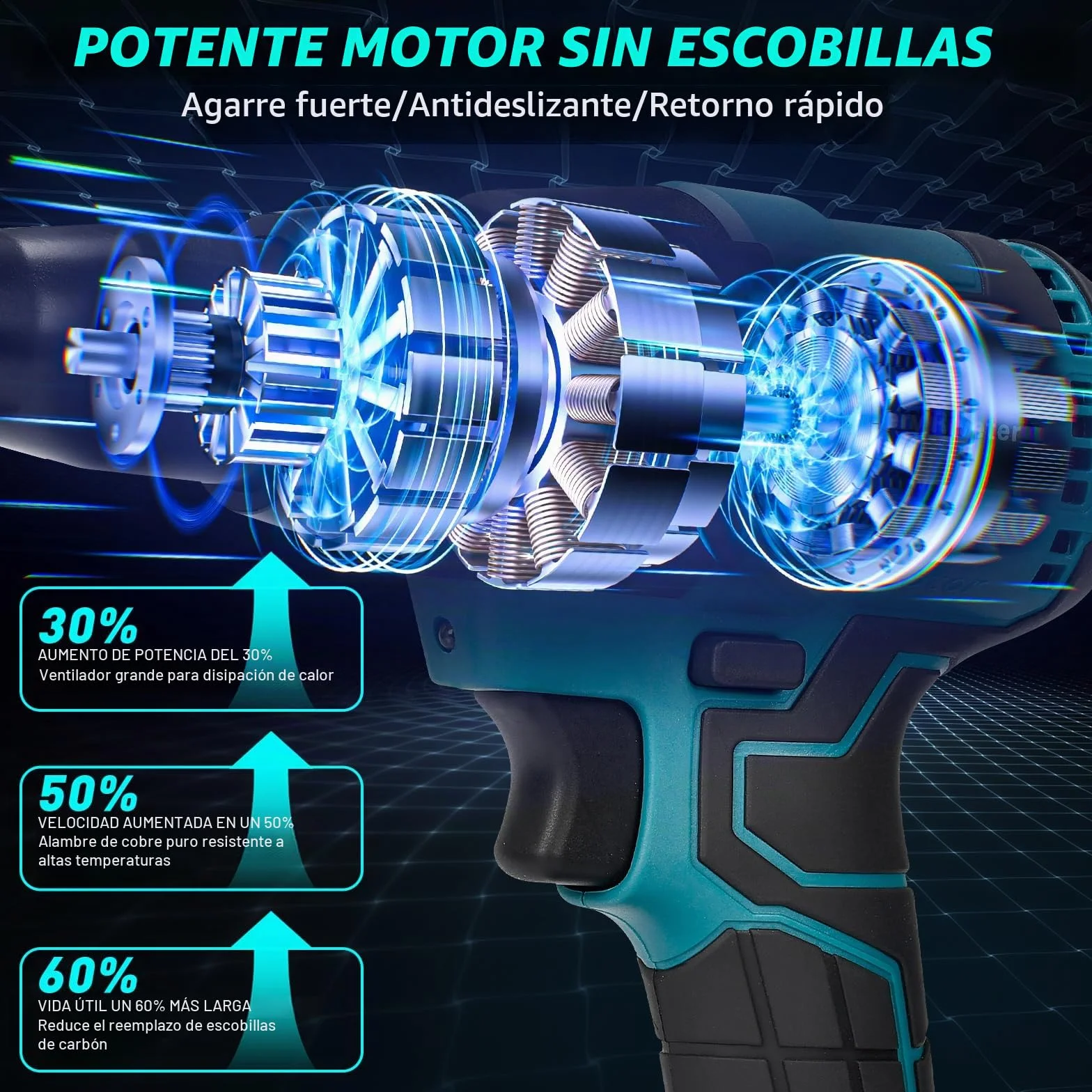 Remachadora Bateria, 20000N Remachadora Electrica sin Escobillas, Remachadora Automatica Inalambirca con baterias 2x 1.5Ah, para remaches de 2.4-4.8mm, carrera 18 mm