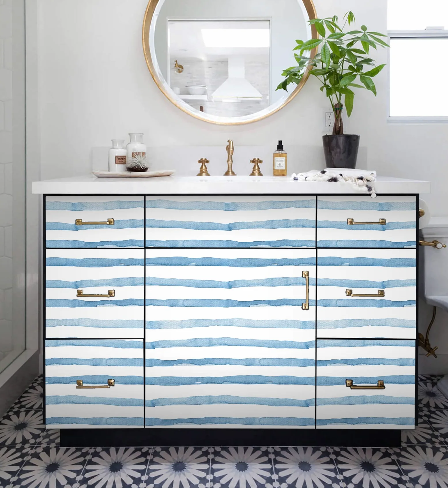 myforHD Papel Pintado Autoadhesivo Vinilo Adhesivo Muebles Impermeable Moderno Geométrico de Rayas para Decoración de Paredes en Baño, Sala de Estar, Dormitorio, y Muebles de Cocina