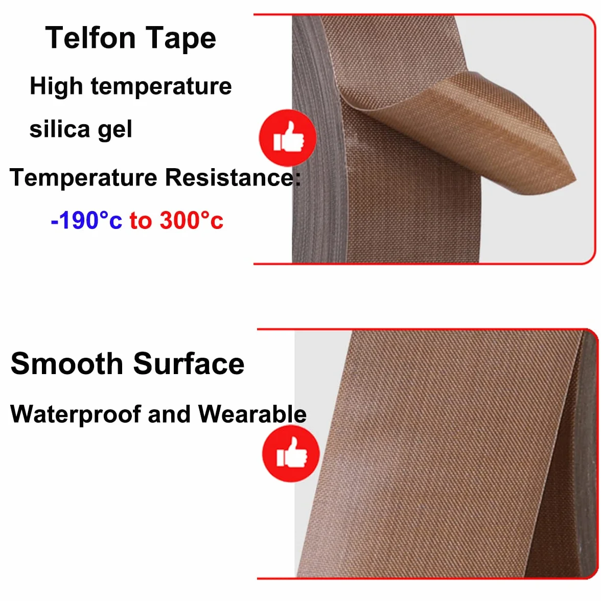 Qrity 2 cintas de teflón, cinta adhesiva de alta temperatura, 20 mm x 10 m, grosor 0,18 mm, resistente al calor hasta 300 ℃, para envasadora al vacío, sellado a mano, sellado por impulsos