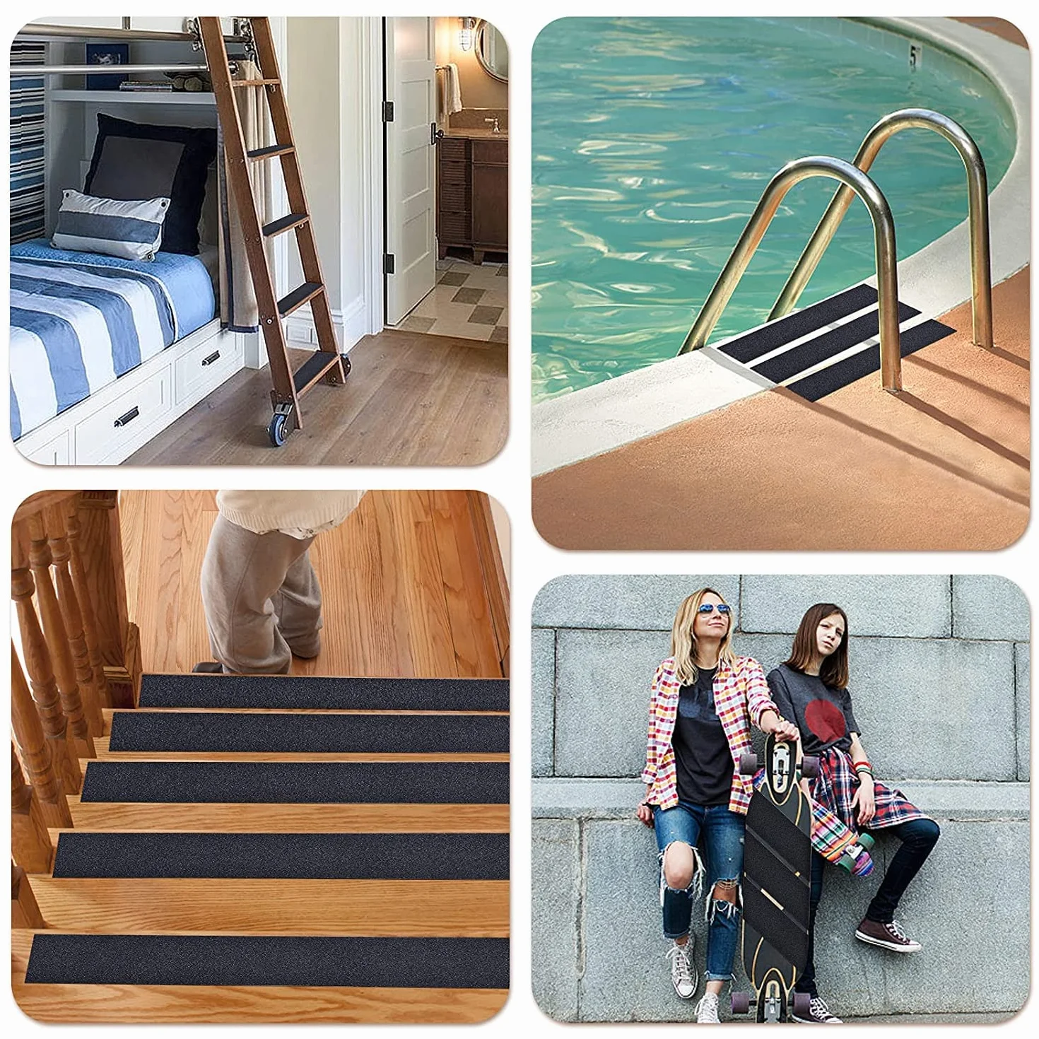 Cinta Antideslizante Escaleras, 25cm*5m, Cinta Antideslizante Seguridad, Cinta Adhesiva Antideslizante Para Interiores y Exteriores, Excelente Tracción, Impermeable, Negro