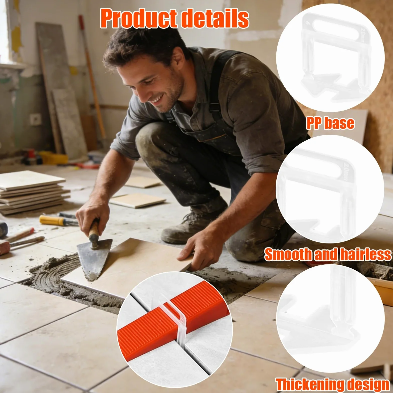 Sistema de Nivelación para Azulejos 600 Unidades, Herramienta de Nivelación para Cerámica, Cuñas para Azulejos y Base para Colocar Azulejos, Reutilizable, para Suelo y Paredes 2.0mm