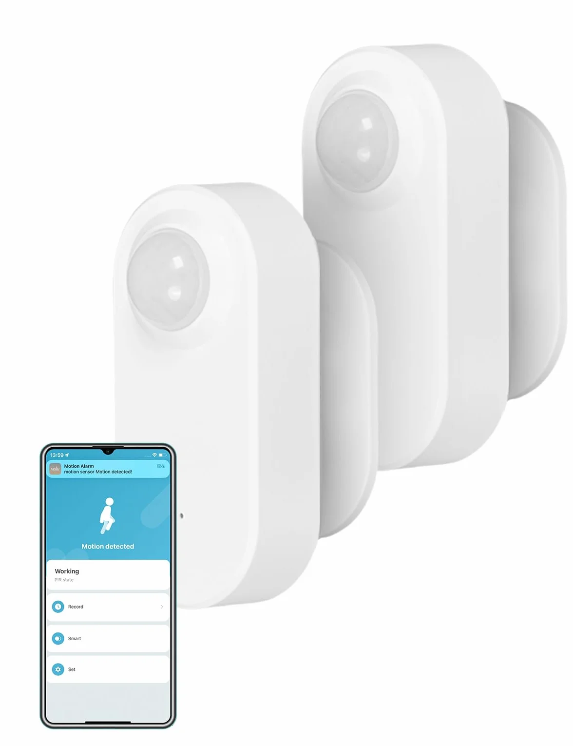 MOES Sensor de Movimiento Inteligente Zigbee, Seguridad para el hogar, Sensor de Movimiento inalámbrico con aplicación de monitoreo Remoto, Control de Voz Compatible con Alexa 2 pcs