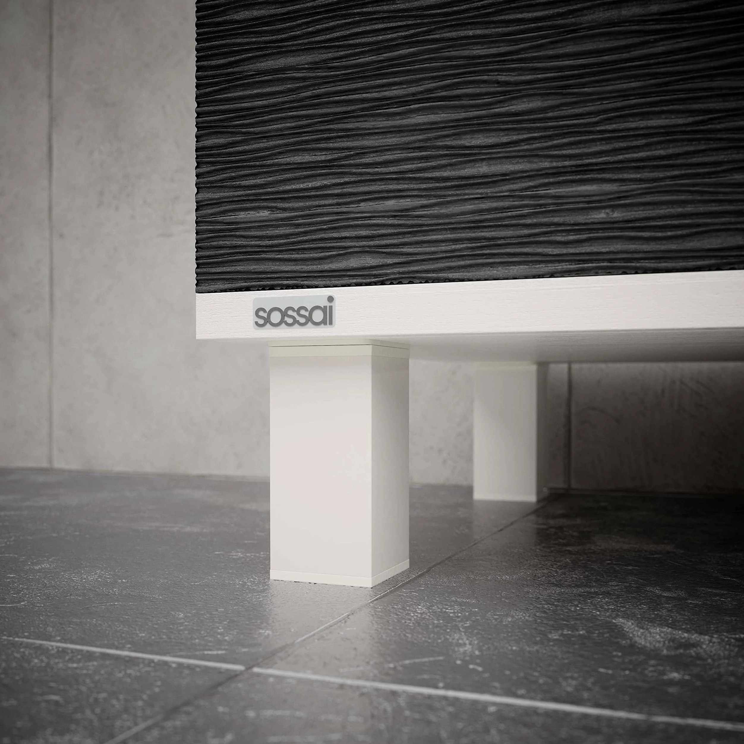 Sossai Patas para Muebles, Set de 8 Unidades, H 120 mm, Blanco Ajustable, diseño Elegante, Perfil Cuadrado, Modelo MFV1, para armarios, cómodas