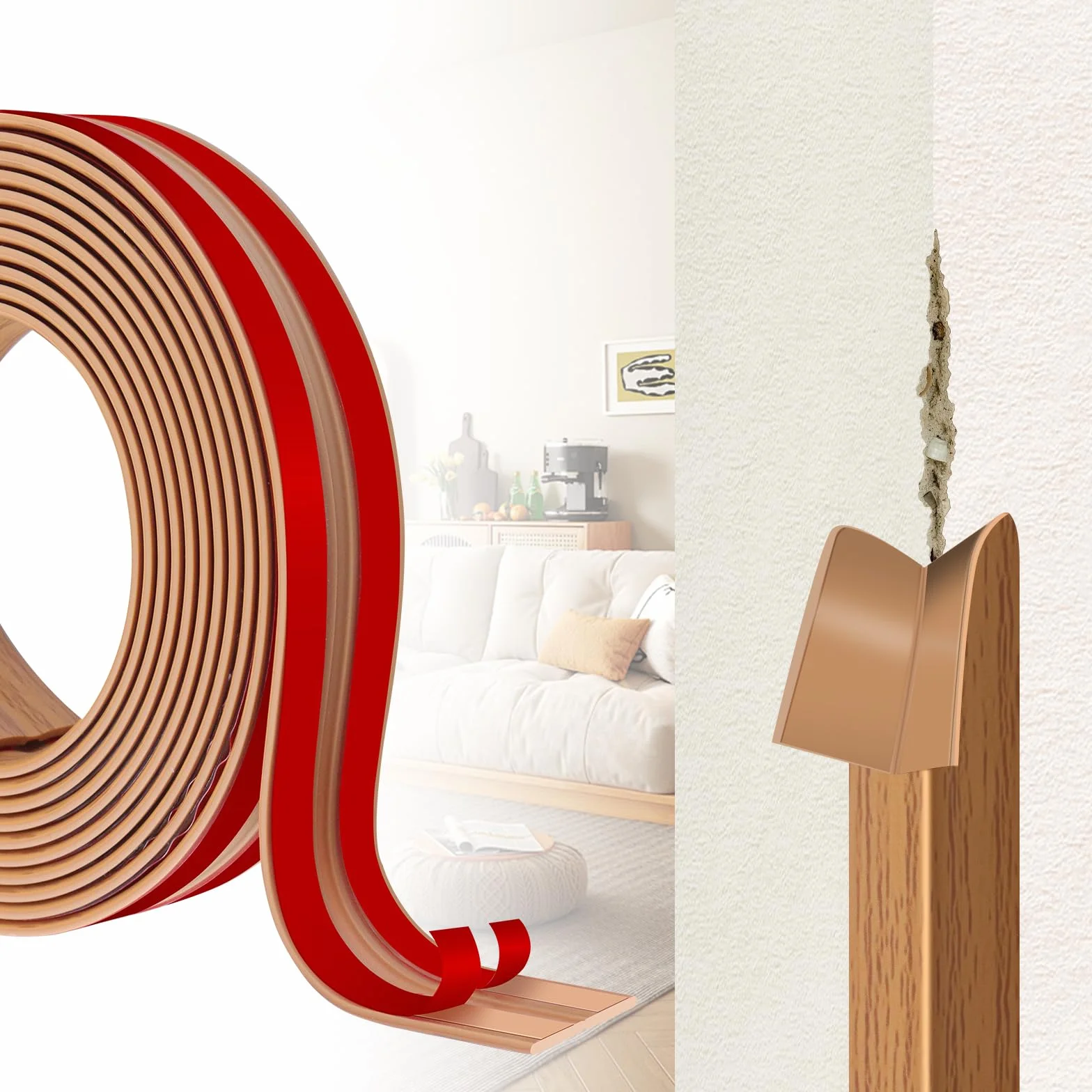 Moldura Decorativa Autoadhesiva para Esquinas 3 Metros, Protector de Bordes Flexible PVC 4cm Roble Amarillo