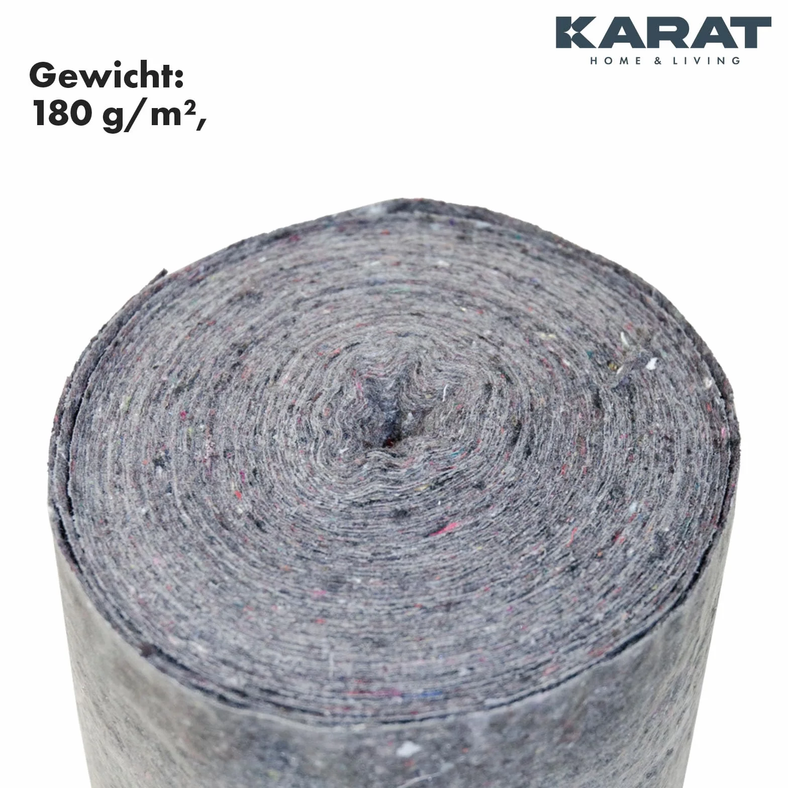 KARAT Rollo de fieltro para pintor (50 m x 1 m, 50 m², con revestimiento antideslizante, reutilizable, para pintores y artesanos, 180 g/m²)