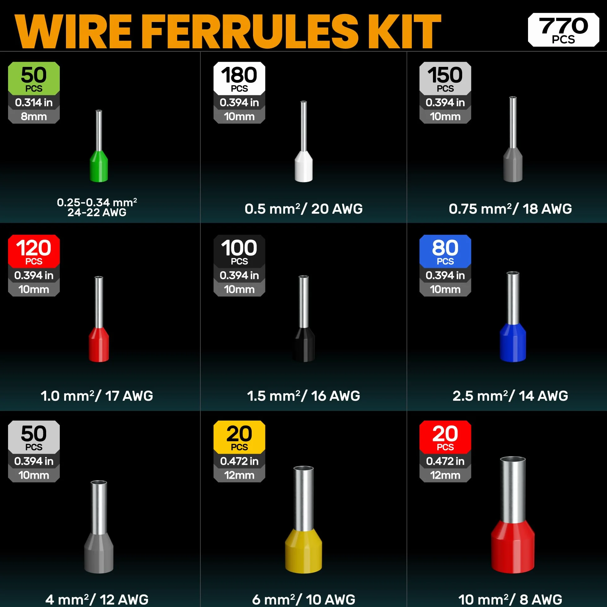 SOMELINE Crimpadora Terminales Cables Electricos, 9 tipos 0,25-10mm², Alicates Electricista, Herramientas Electricista, Alicates de Terminales Crimpadora, Ferramentas Terminales Eléctricos