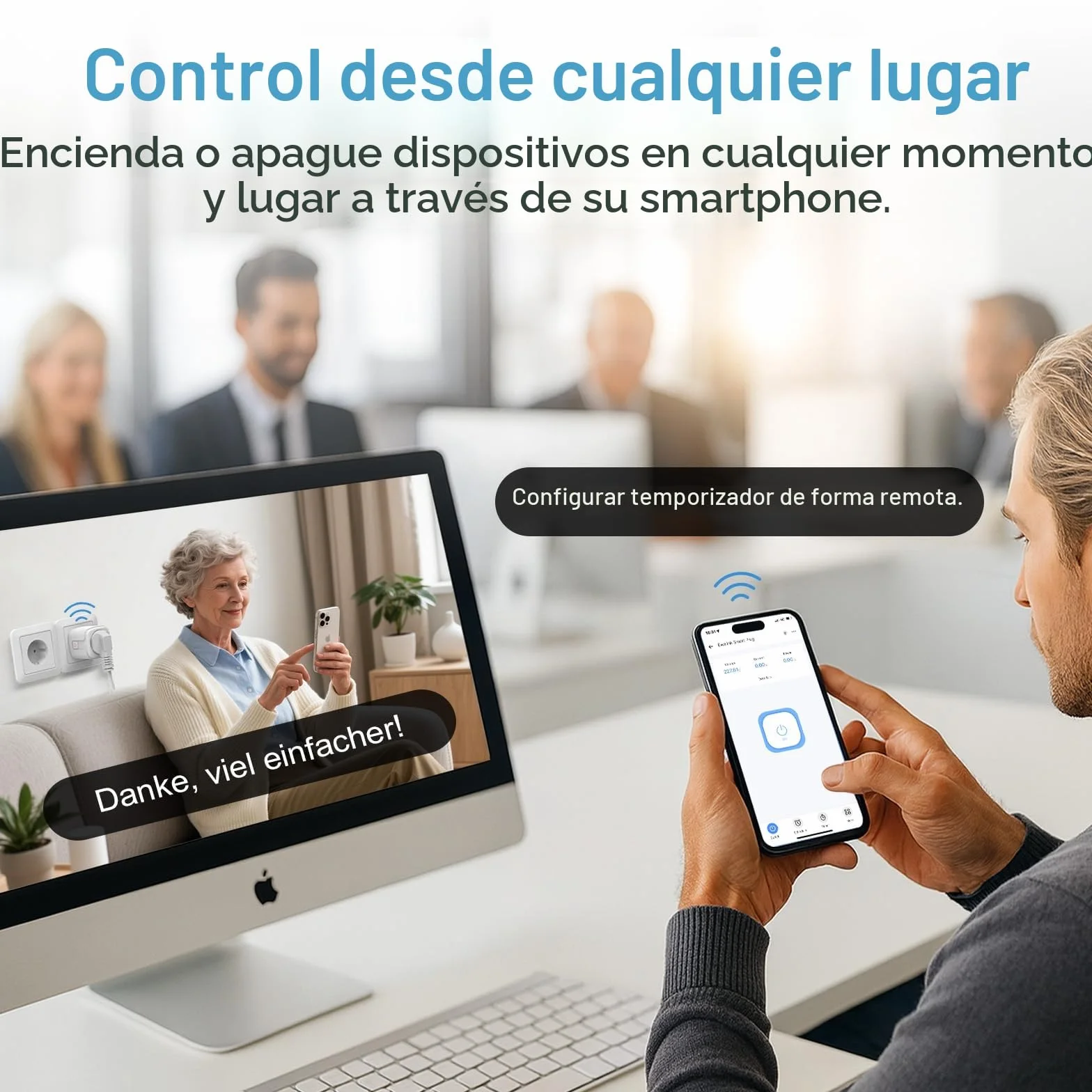 SURFOU Enchufe Inteligente WiFi 2.4GHz, Smart Plug 16A Compatible con Alexa y Google Home, Control por Voz y APP, Temporizador Programable, Ahorro Energético, Sin Hub Necesario
