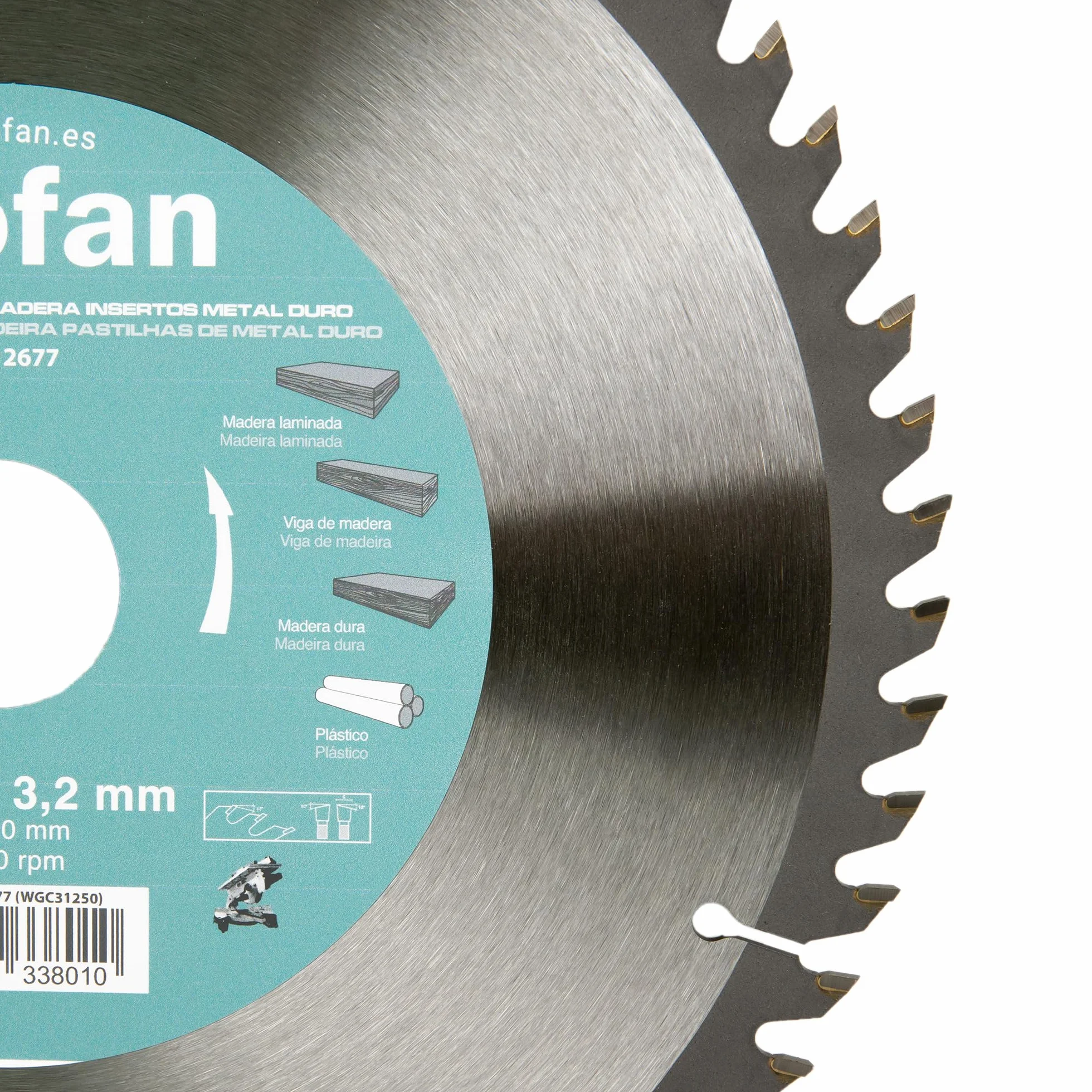 Cofan Hoja de sierra ingletadora 60 dientes 250 x 30 mm 3,2 mm para madera dura plástico laminada