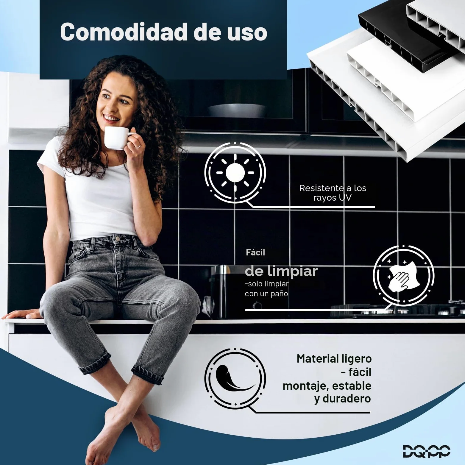 DQ-PP Zócalo de Aluminio Cepillado y Plástico para Cocina Empotrada - 1,5 m, 150 mm - Rodapiés y Perfil de Zócalo