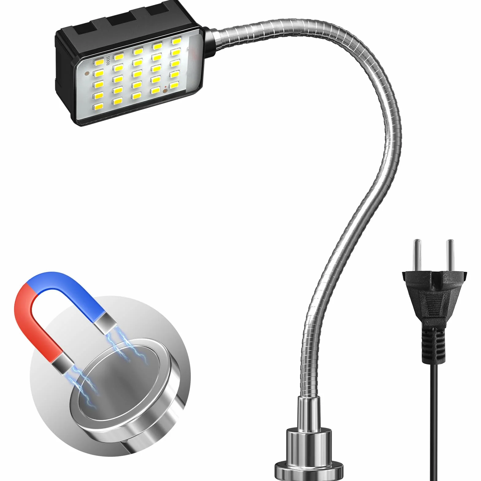 Lámpara de Trabajo Magnética Lamptobe de 10 W para Máquinas de 6000K con Cuello de Cisne Flexible y Base Magnética,Lámpara para Herramientas de Taller para Bancos de Trabajo,Tornos,Parrillas,Tallere
