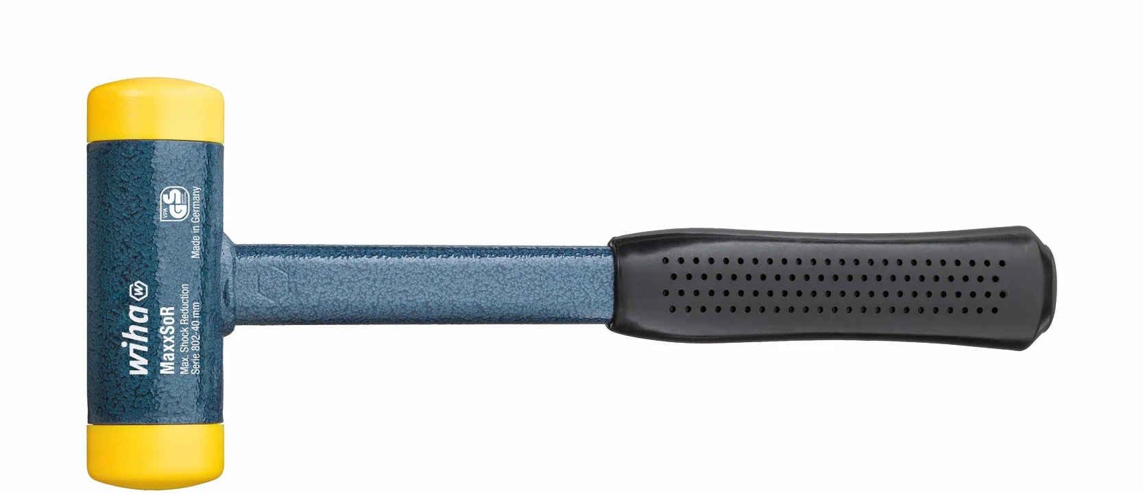 Wiha Martillo de cara blanda sin contragolpe, semiduro con tubo de acero, cabezal redondo 35, 300 mm (02124)