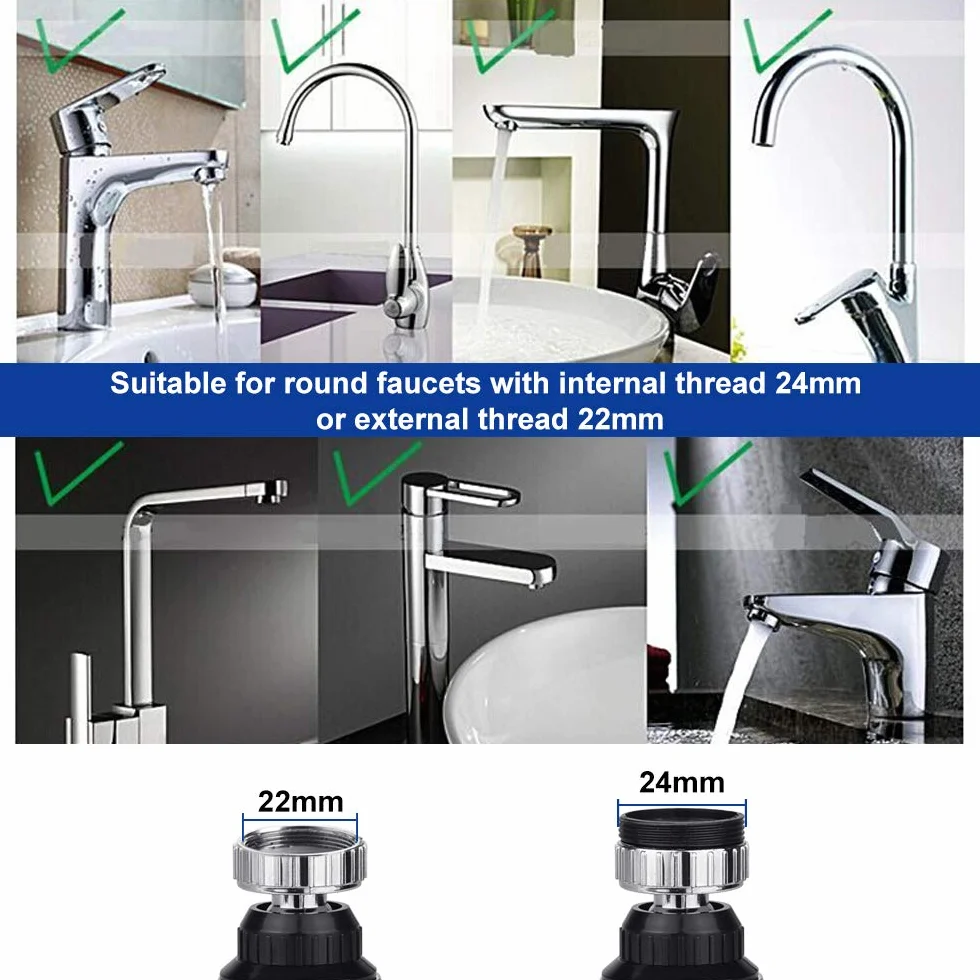 Aireador de Grifo Cocina 360 Grados M24 M22 2 Modos KBNIAN