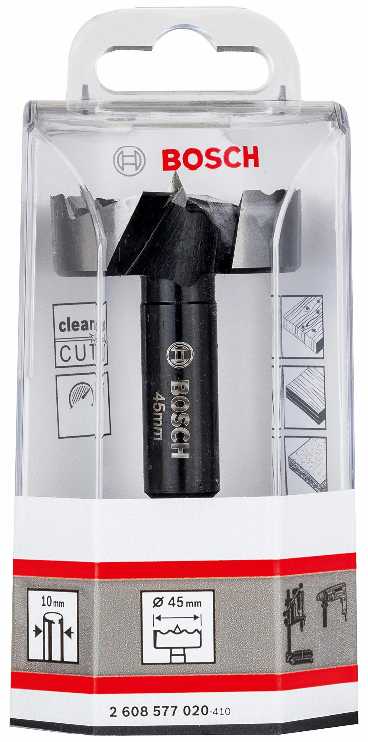 Bosch Professional Broca fresadora para madera (para madera, diámetro 45 mm, longitud 90 mm, accesorio para taladro)