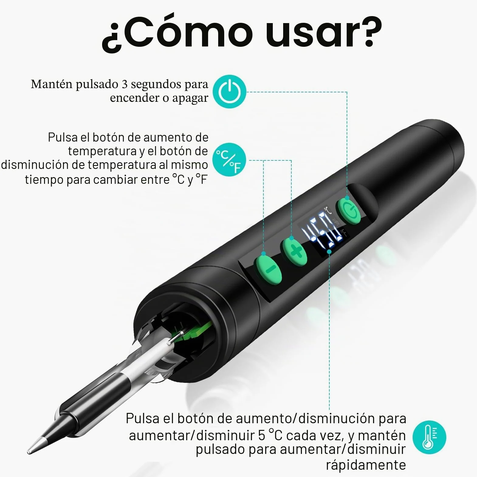 diymore Kit de soldador inalámbrico USB-C con pantalla LCD, temperatura ajustable de 180 ℃ a 450 ℃, bolígrafo de soldadura portátil recargable para reparación de electrónica, proyectos de bricolaje