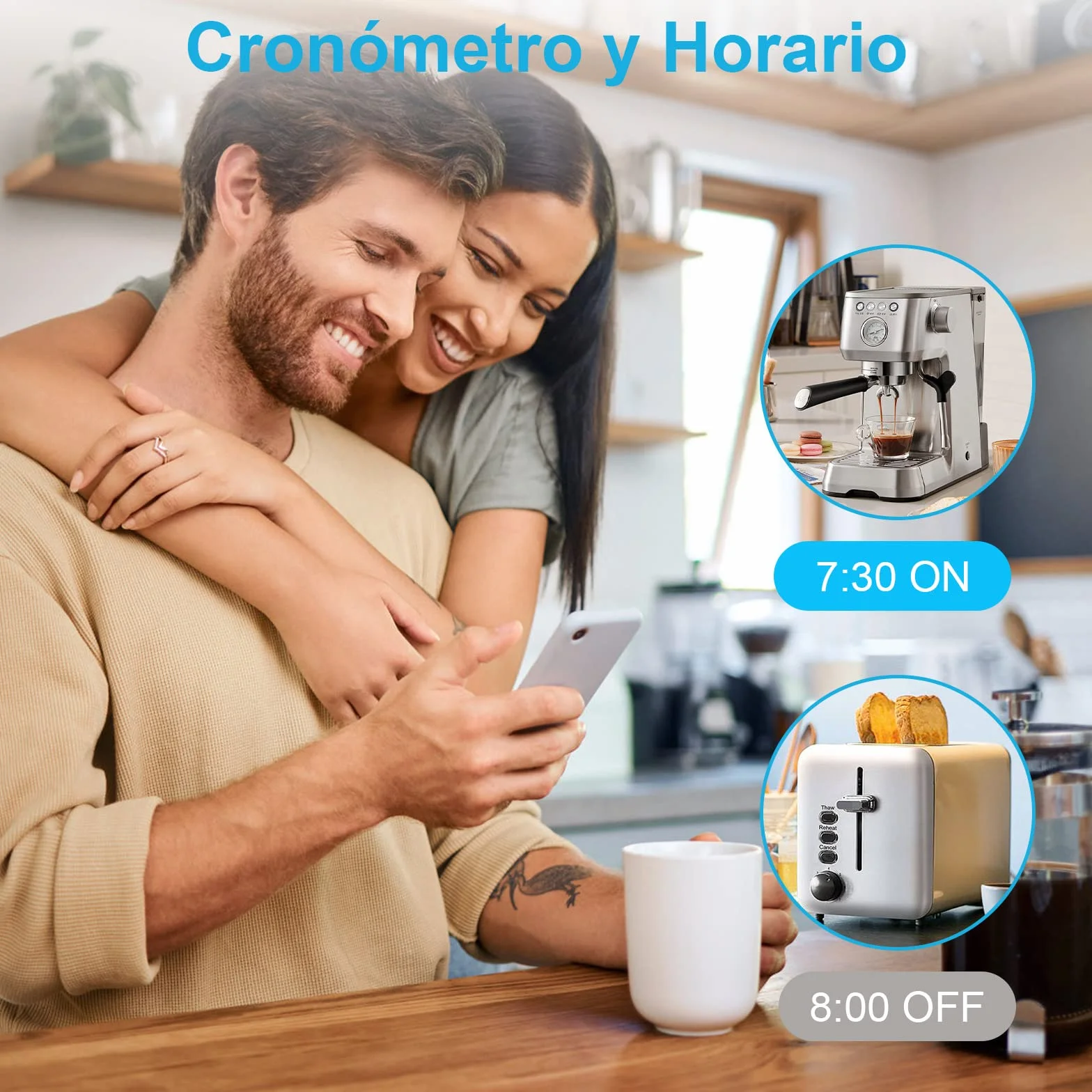 Enchufe Inteligente Alexa, Enchufe Wi-Fi Medidor Consumo, Tomada Inteligente Programable con Temporizador, Control Remoto por APP&Voz, Compatible con Alexa, Google Home y SmartThings, 16A 3680W, 1Pack