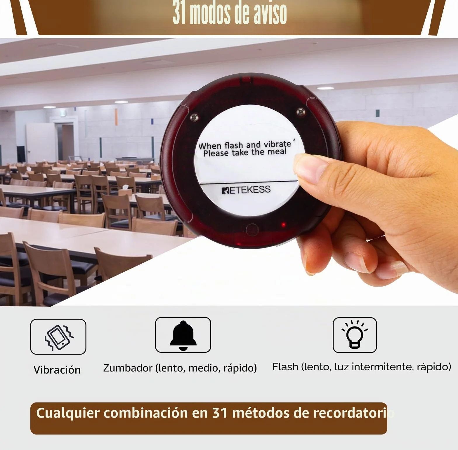 Retekess TD163 Buscapersonas Restaurante 400M 31 Modos Llamada 20H Espera