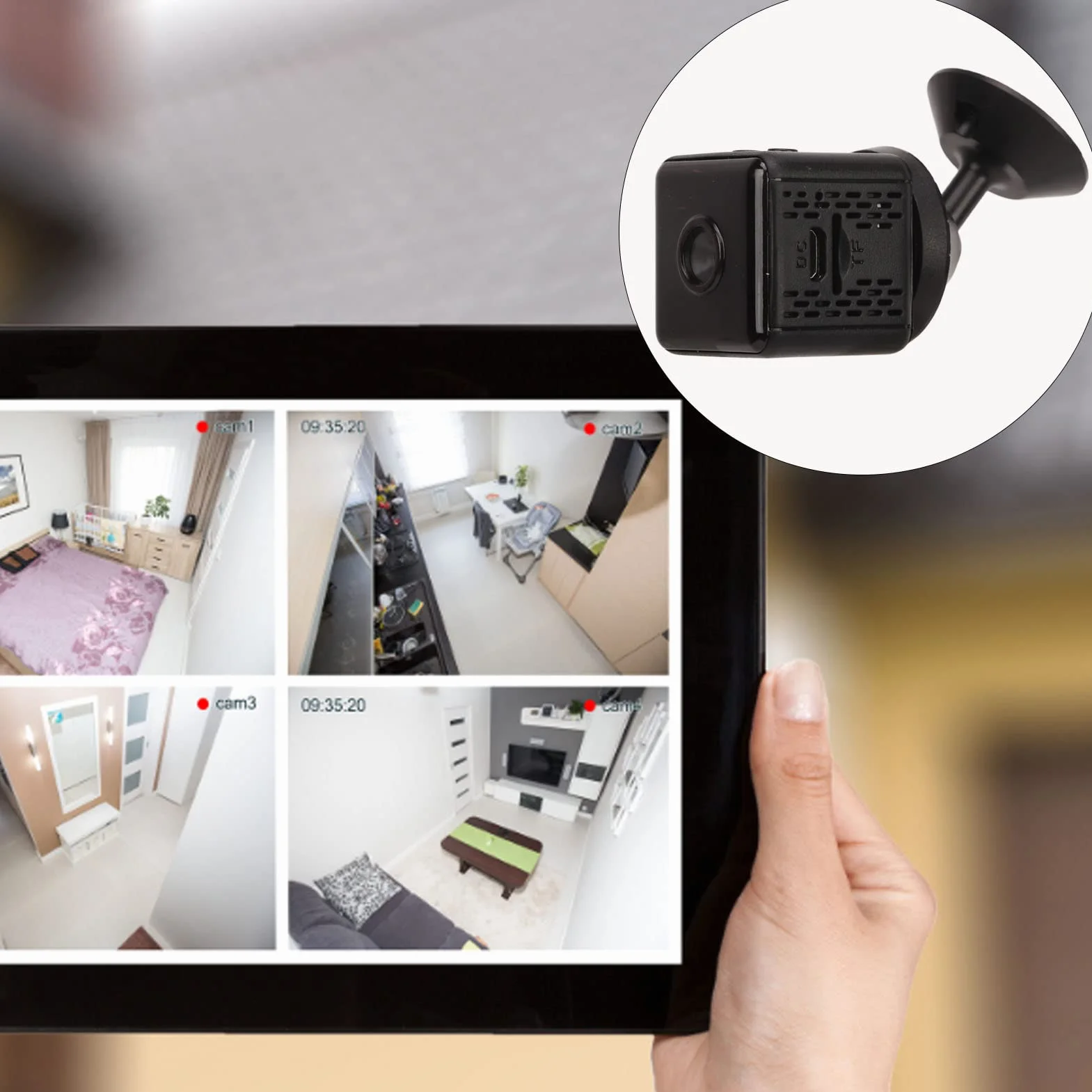 Mini Cámara Inalámbrica, Cámara de Seguridad para Interiores con Visión Nocturna de 1080p, Grabación en Bucle de Detección de Movimiento, Cámara WiFi Pequeña para Interiores y