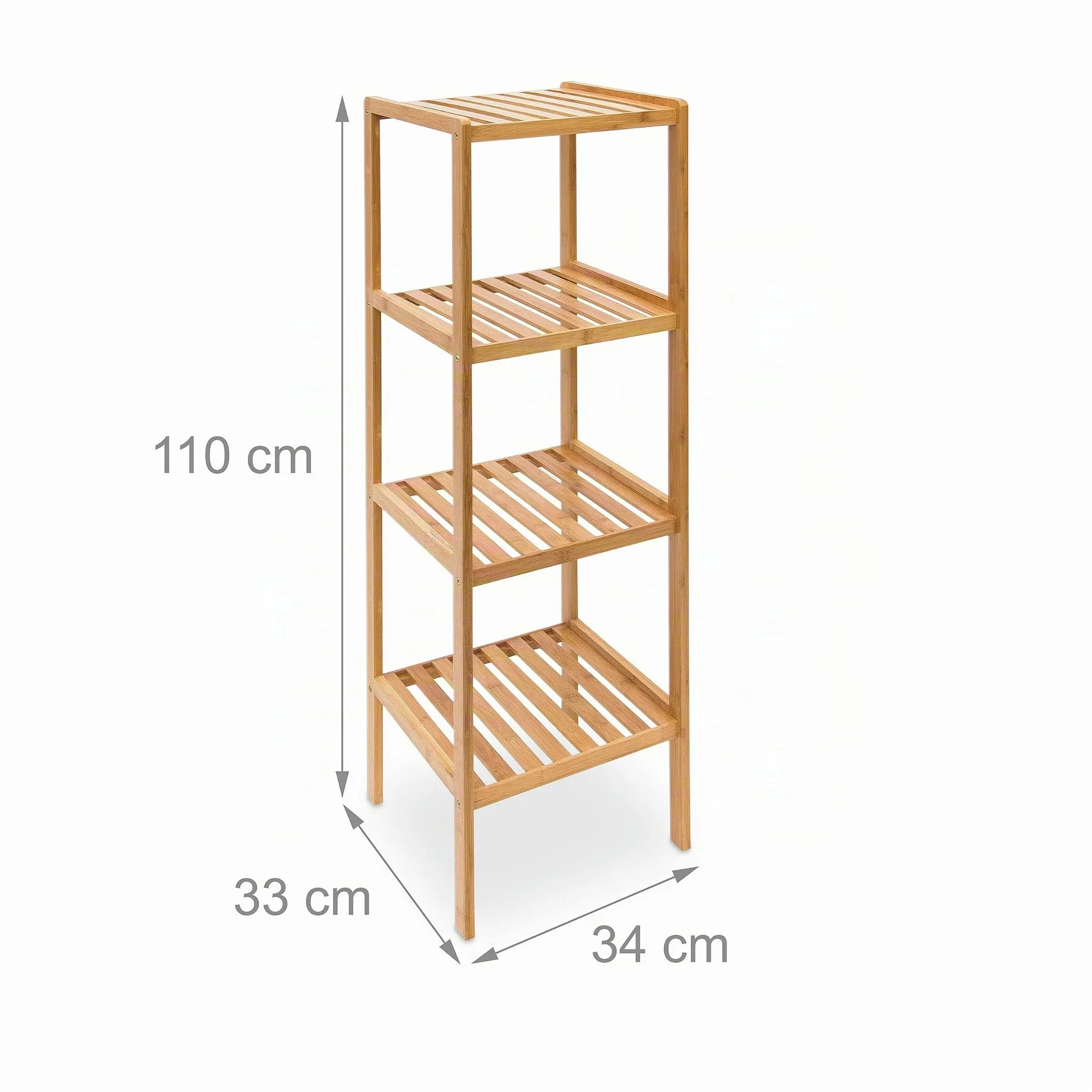 Relaxdays Estantería Bambú Baño 4 Baldas 110x34x33 cm Marrón Natural