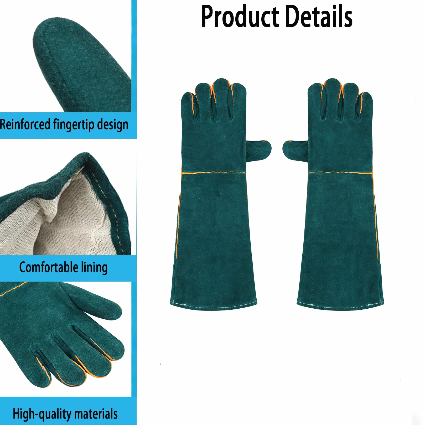 Guantes Antimordeduras Perros 40 cm Protectora Manipulación Animales Baño Gatos Pájaros