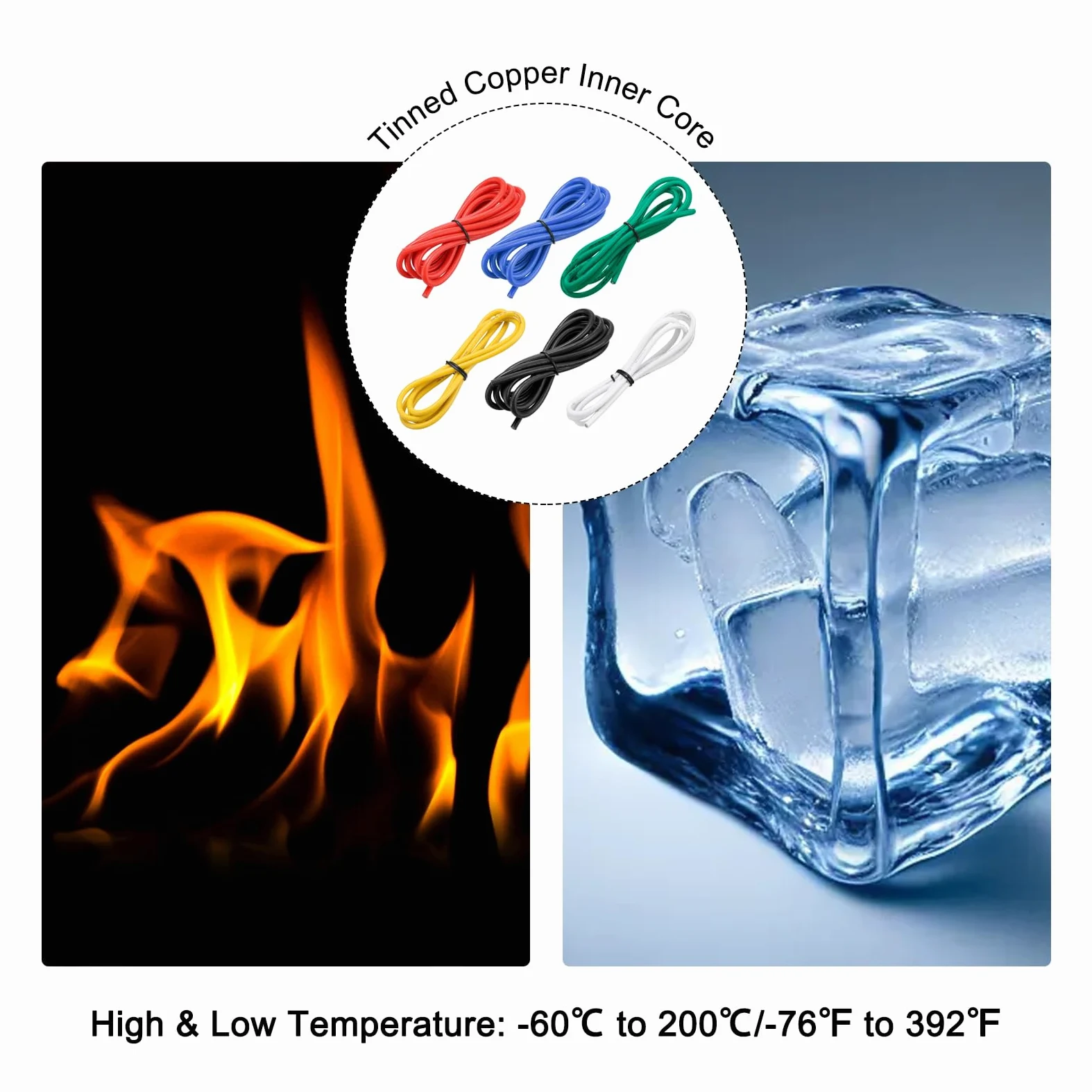 sourcing map Cable de Silicona Calibre 12, 6 Cables Eléctrico 12 AWG, Alambre Trenzado de Cobre Estañado Flexible, Cable Conexión Alta Temperatura, 6 Color 1 m para Modelo de Auto