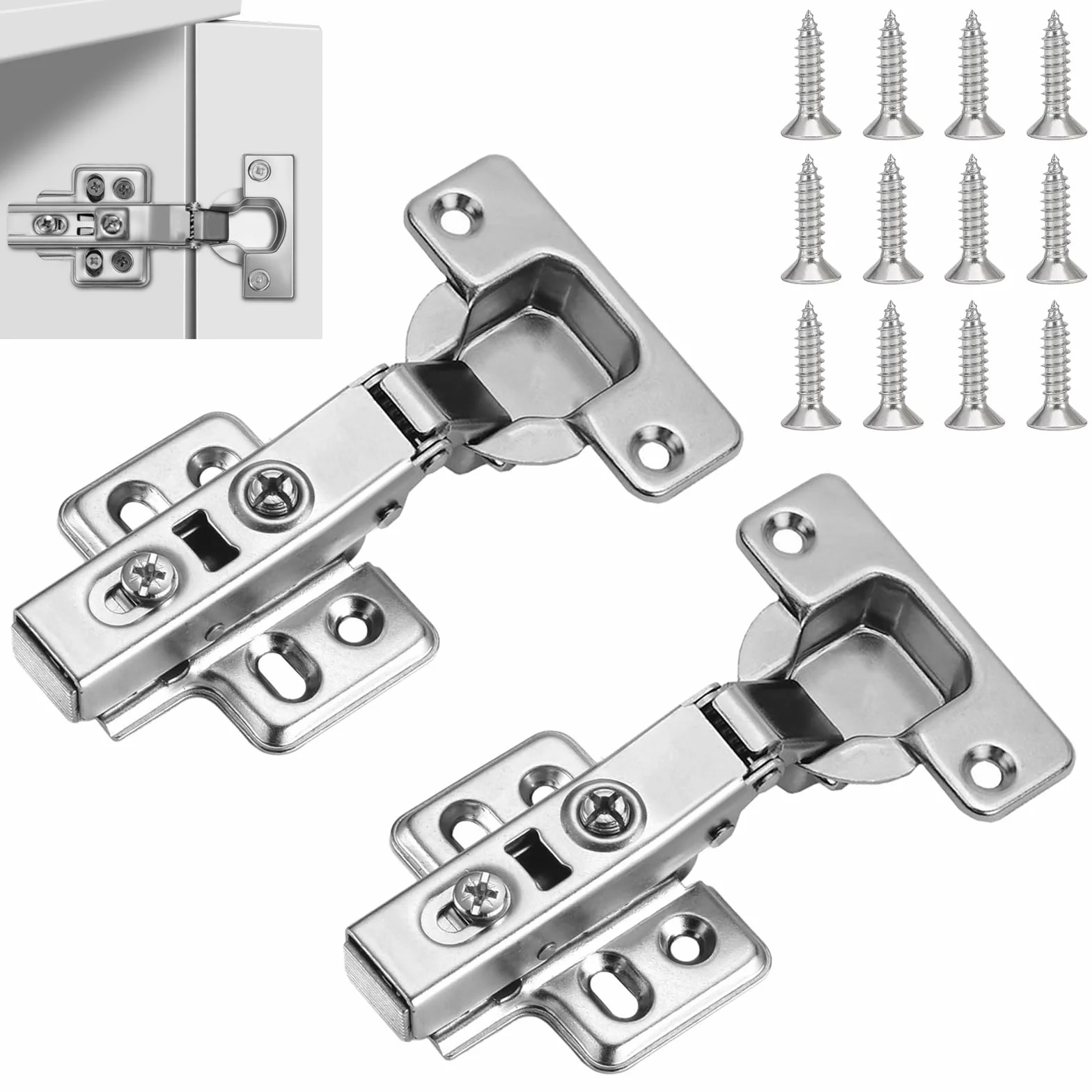 Bisagras Puerta Armario, 2 Piezas Bisagras Puertas Cocina, Bisagras De Puerta De Cocina, Bisagra Puerta Cocina con Amortiguador Cierre Automático, Bisagras Puertas Cocina Armario con Tornillos