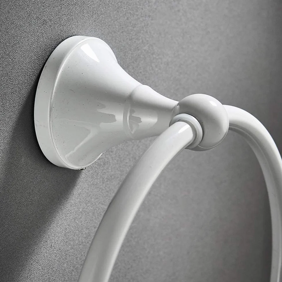 Soporte de Toalla Redondo Blanco, Toallero de Latón Montado en la Pared para Baño Cocina Ducha