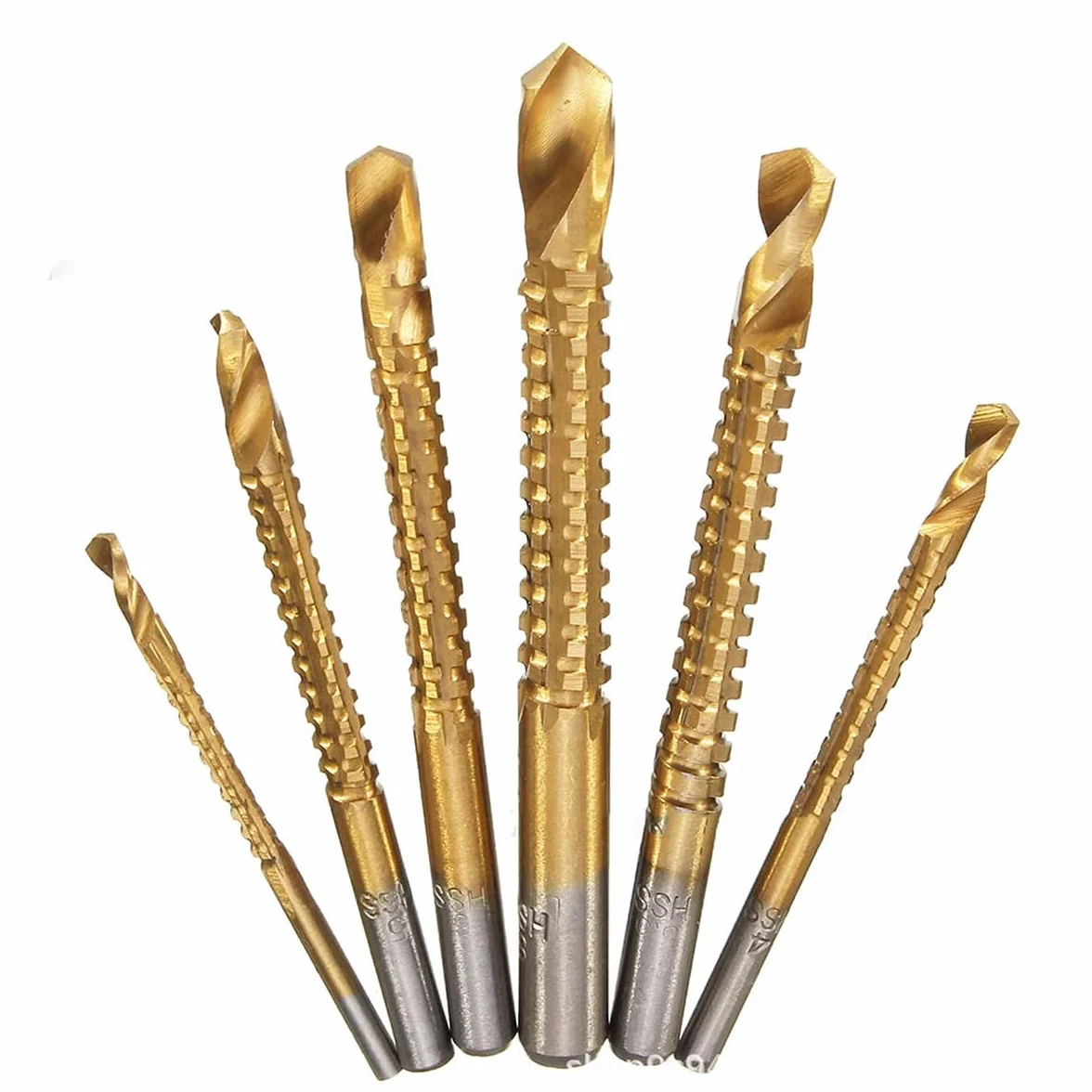 Treki 6pcs Broca de Sierra en Espiral HSS de Acero de Alta Velocidad 3-8 mm y Sierra Bit Set Titanio Recubierto Herramientas de Carpintería para Madera y Metal