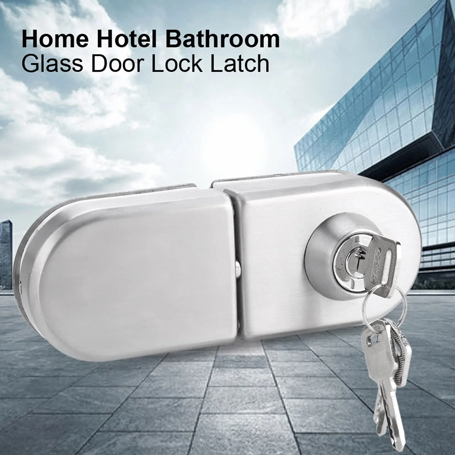 Cerradura de puerta de cristal de acero inoxidable de 10-12 mm con llave sin taladrar cerradura de seguridad para baño, hotel hogar