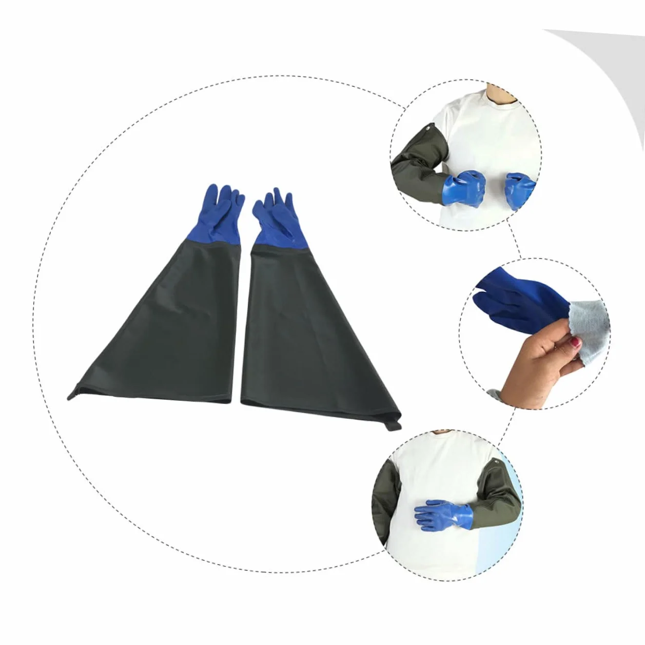 Sewroro Guantes de Goma Resistentes al Aceite y Ácidos con Recubrimiento PVC Antideslizante Extra Gruesos y Largos para Limpieza Industrial y Uso Seguro Trabajo Químico y Lavado de Platos