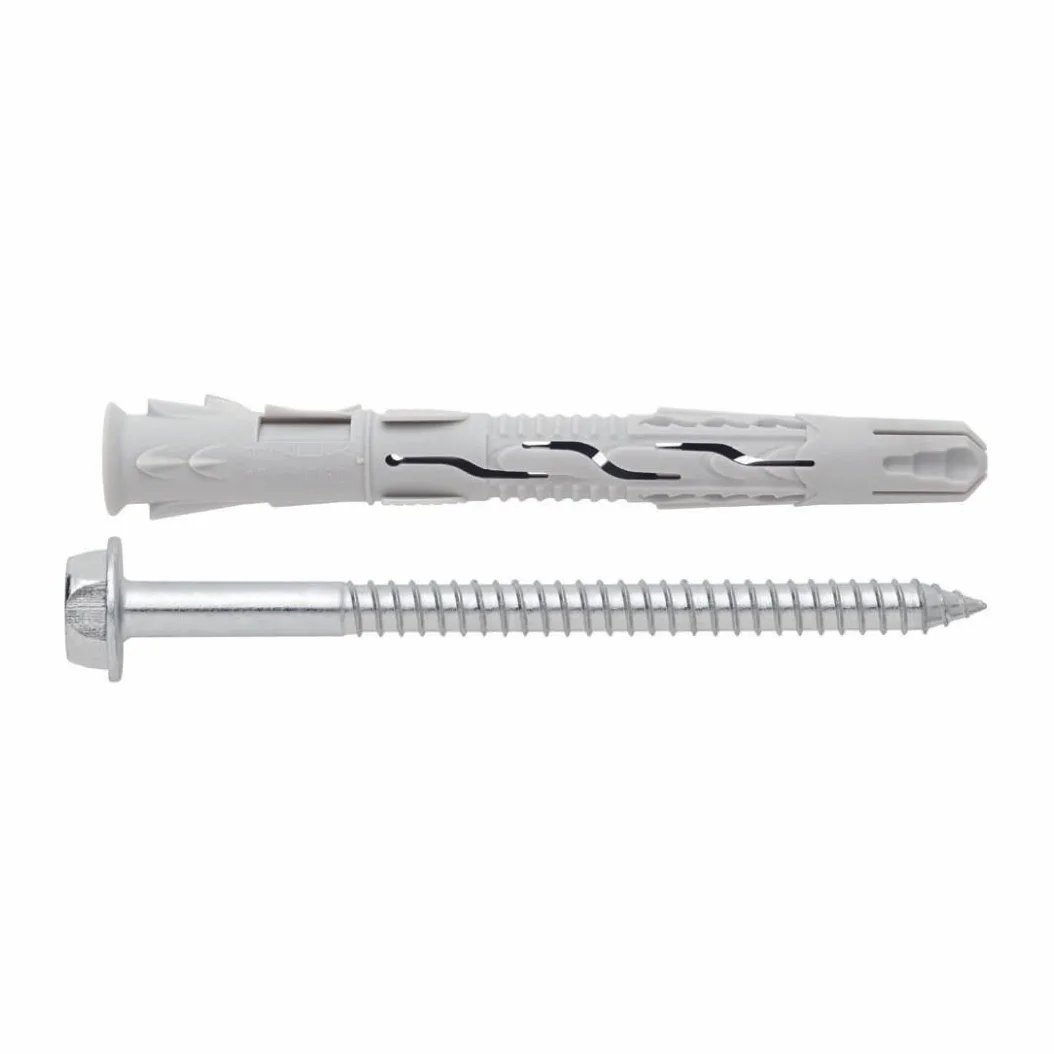 INDEX Fixing Systems T-NUX E - Pack de 50 tacos universales de alto rendimiento, cabeza hexagonal (recubrimiento cincado, nailon, 8 x 100 mm, diámetro de 8 mm)