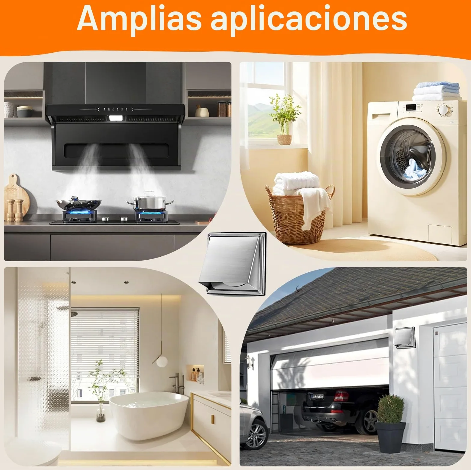 rejilla de ventilación de acero inoxidable de Φ150 mm, con red a prueba de insectos, rejilla de ventilación de conducto circular adecuada para conductos del sistema de ventilación mecánica