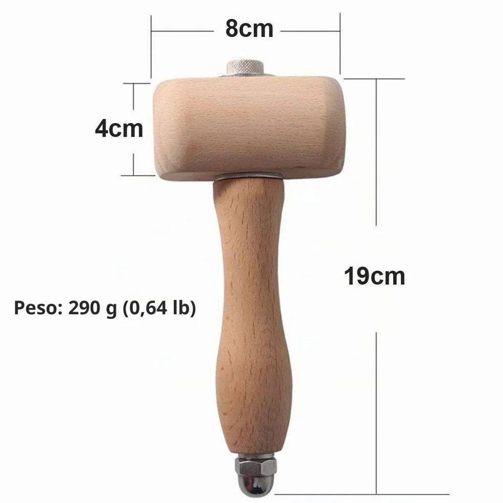 Martillo de mazo de madera de haya, herramienta de madera, para cortar martillo, artesanía de cuero
