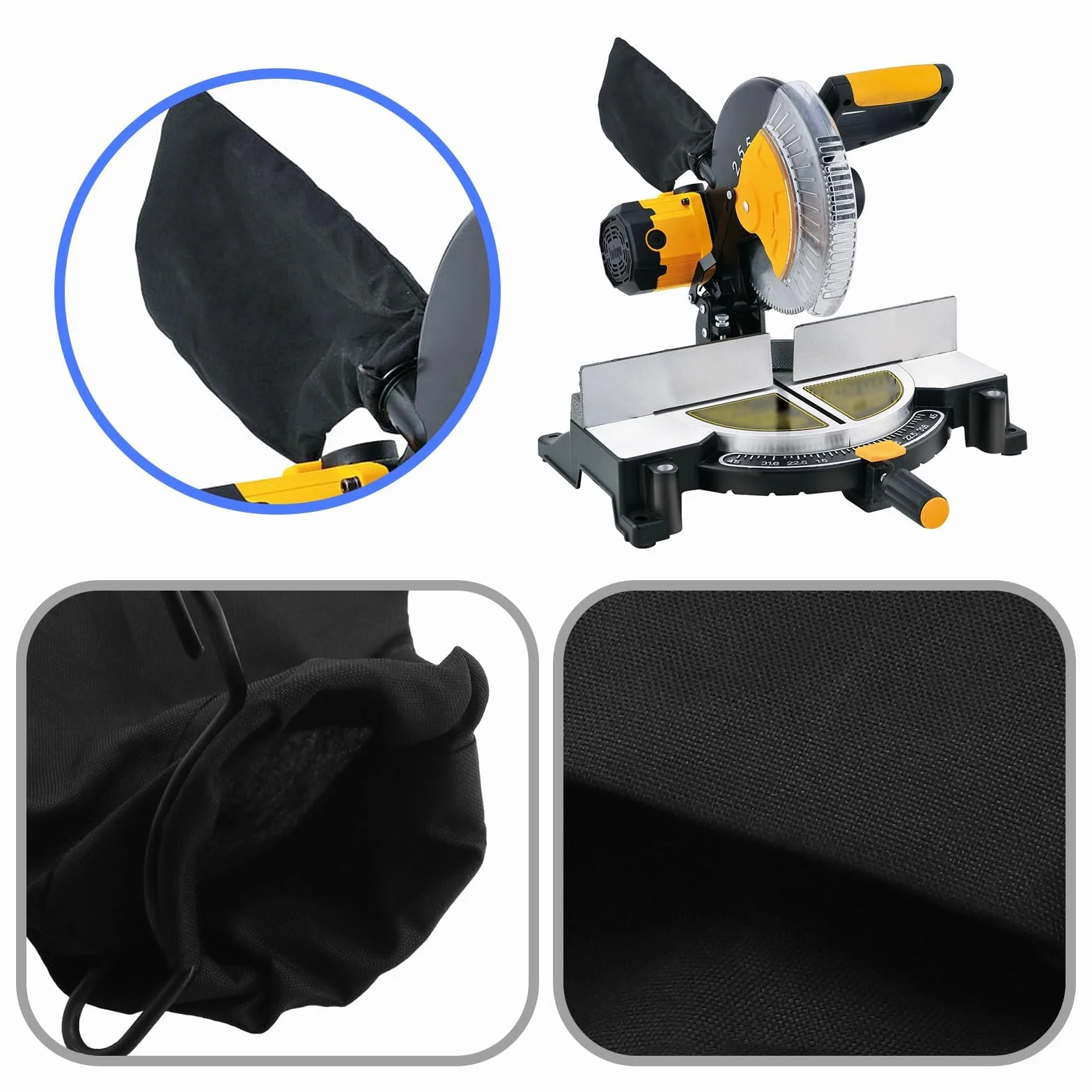 Bolsa de Polvo para Sierra Ingletadora 255, Colector de Polvo con Cremallera y Soporte Alambre 02149