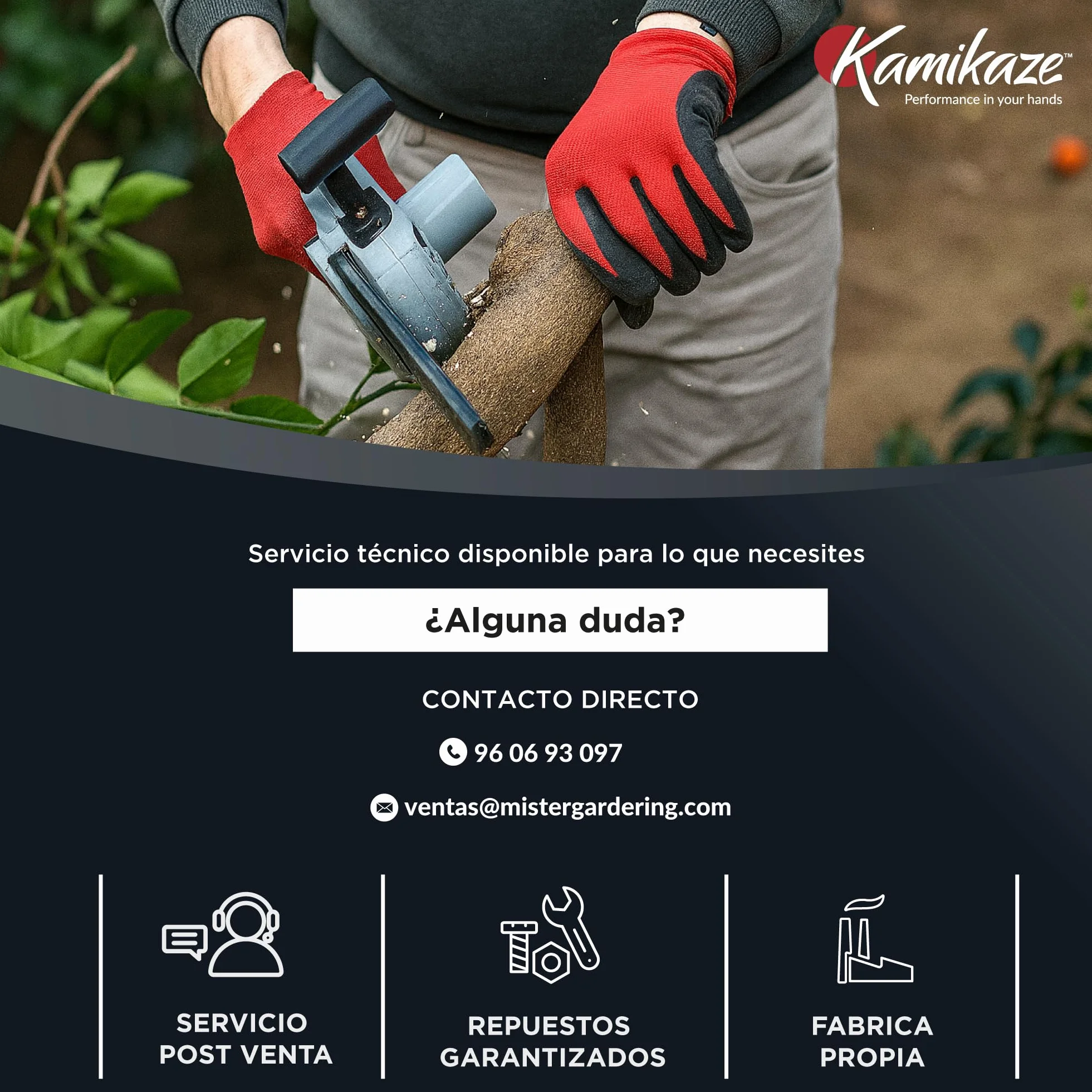 KAMIKAZE KVS6000 Mini Motosierra a Batería 21V 6" 800W Inalámbrica con 2 Baterías 4Ah y Cargador