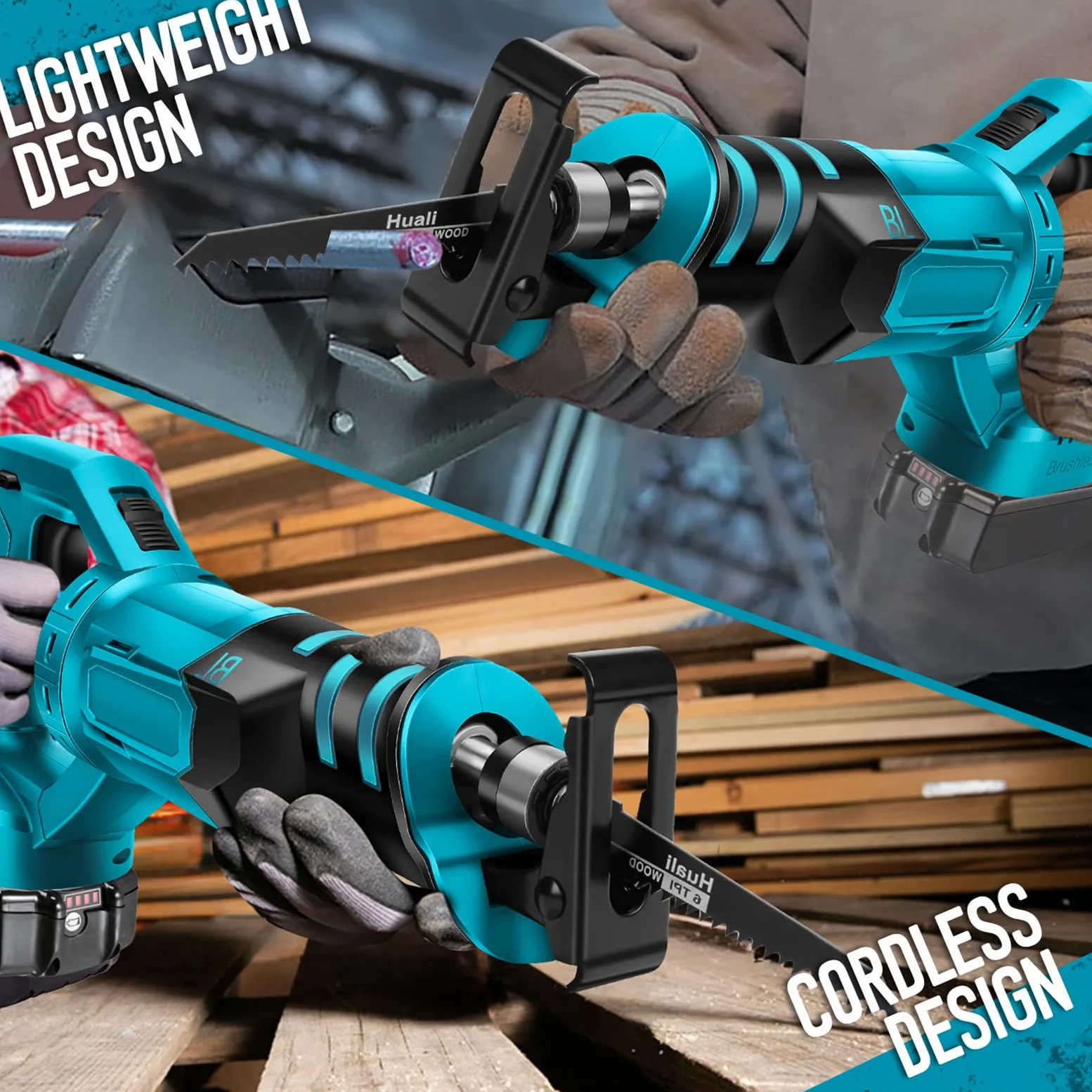WingFly Sierra Sable Inalámbrica para Makita 18 V Batería, Sierra Alternativa Profesional con 4 Hojas de Sierra, 3000 rpm, Sierra Recíproca Eléctrica con Velocidad Variable