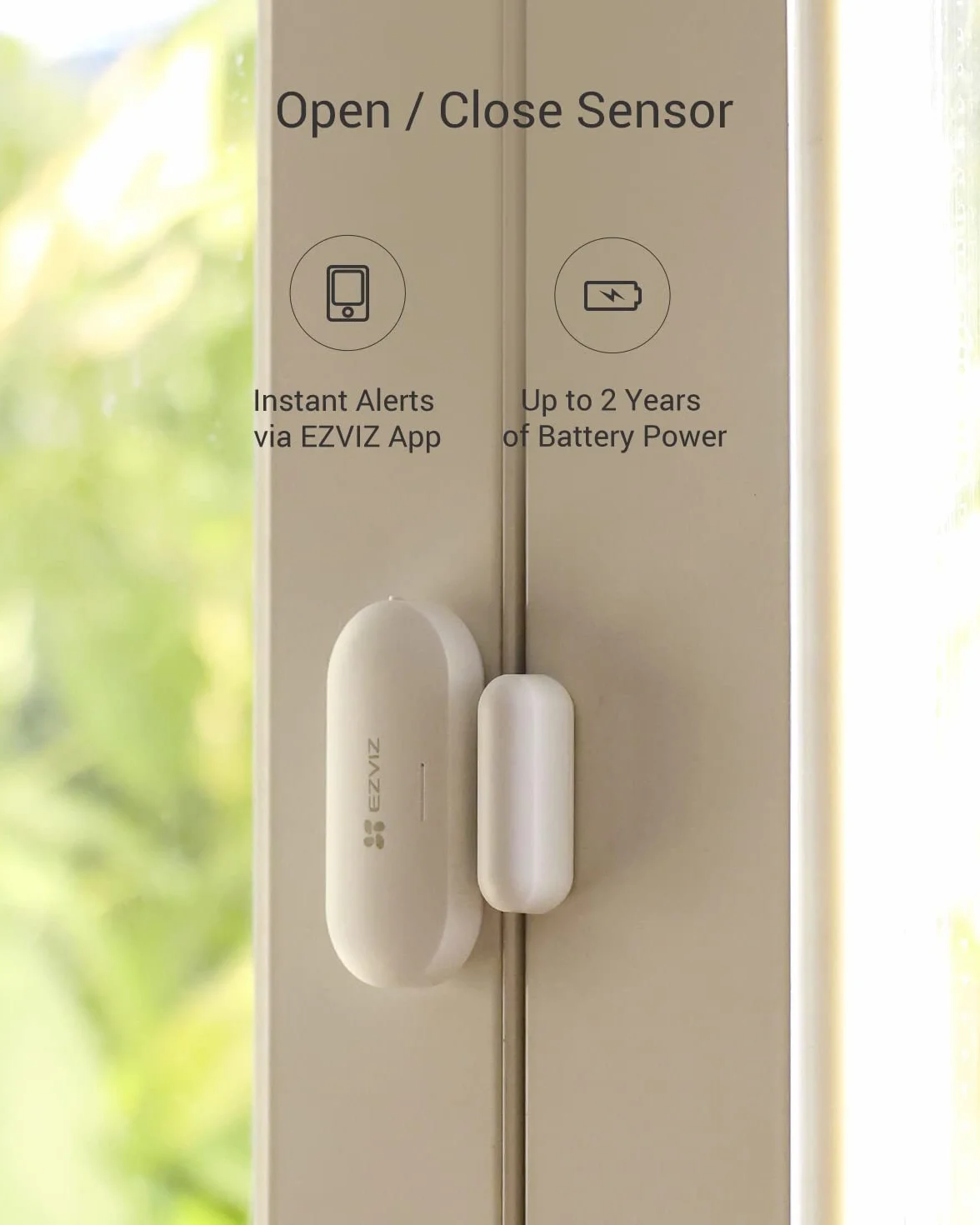 EZVIZ T2C Sensor de Apertura y Cierre, Sensores de Puertas y Ventanas para Sistema de Alarma Doméstico Inalámbrico Conectado Que Necesita Usar con Pasarela de EZVIZ A3