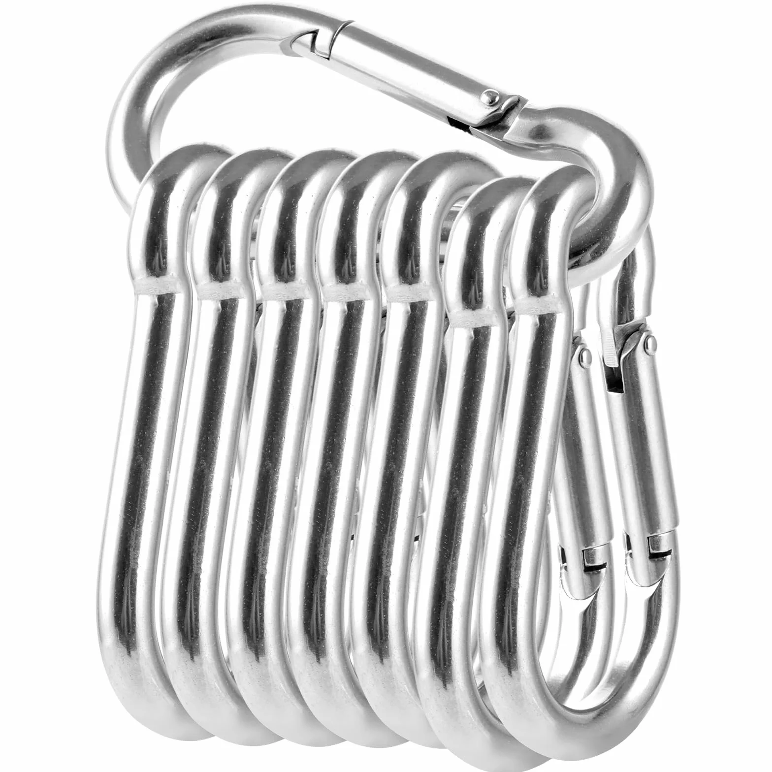 Mosquetones de Acero Inoxidable 304, 8 Piezas M10 10x100mm, Gran Capacidad 600 kg/1200 LB, Mosquetón Grande para Camping, Senderismo