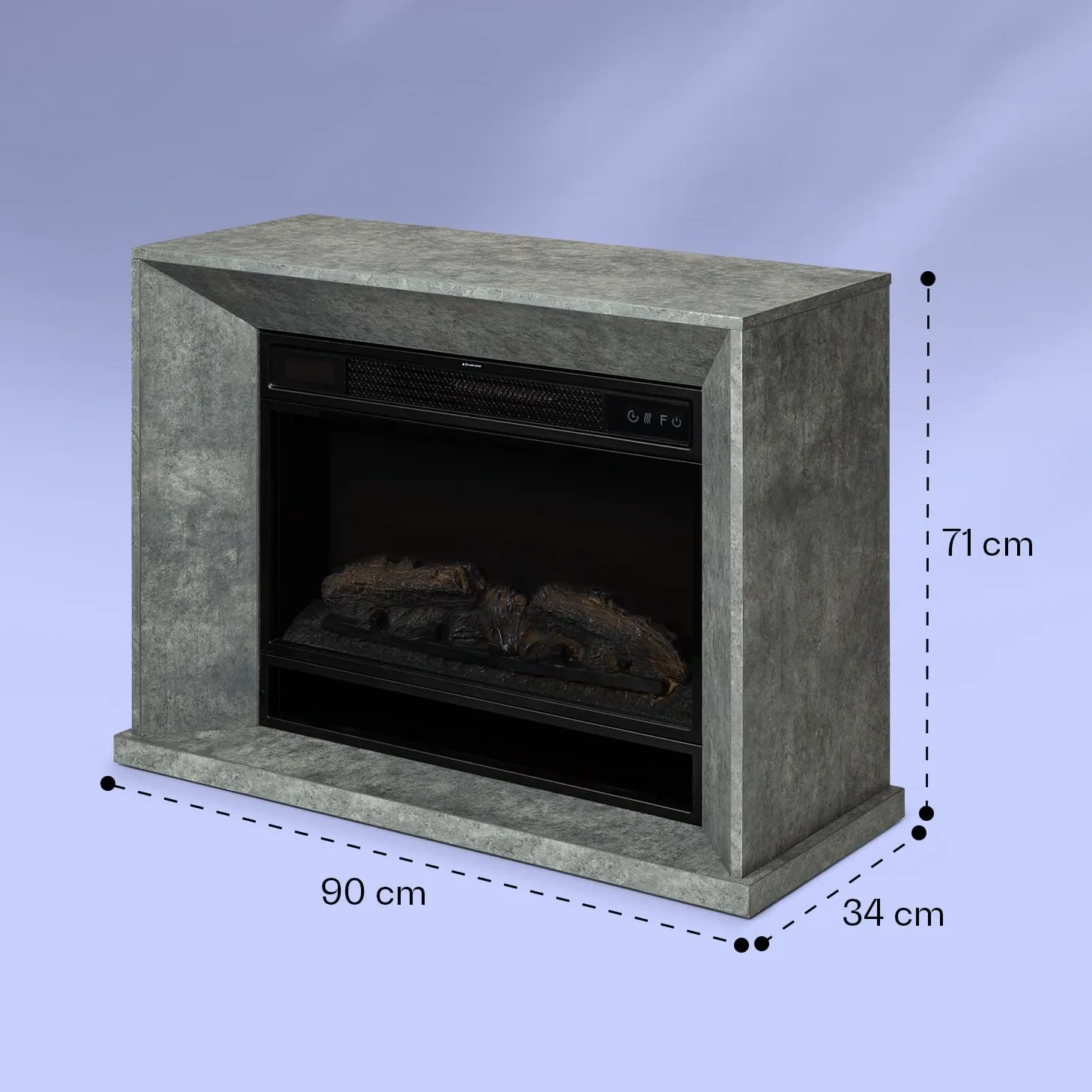 Klarstein Crater Lake Chimenea eléctrica 1900 W, Fuego eléctrico con tecnología LED, Mando a Distancia, termostato, Chimenea eléctrica Aspecto hormigón