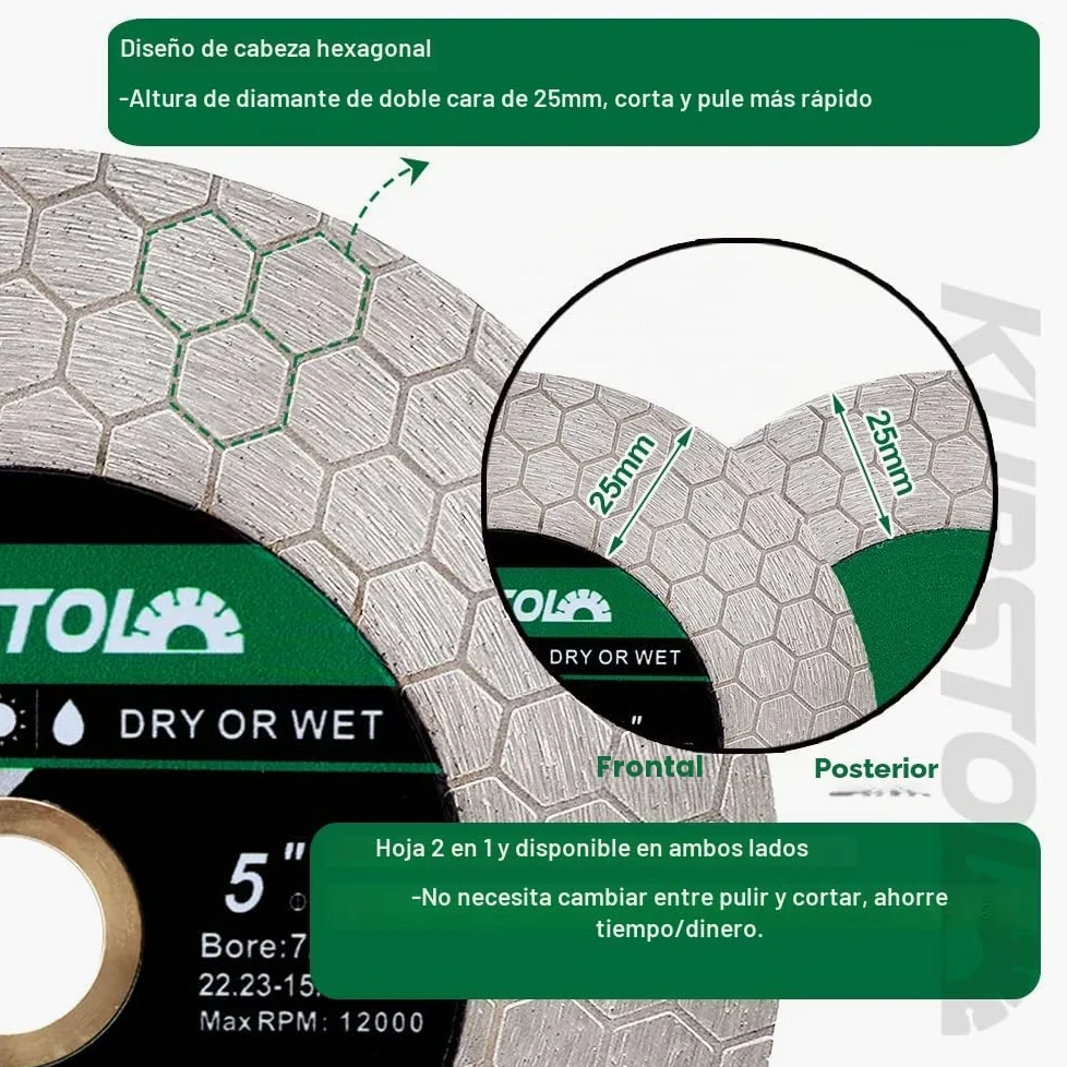 Disco Diamante Porcelanico - 115mm Doble Cara Disco Corte Rectificado para Cerámica Porcelanico Azulejos Mármol Piedra Artificial