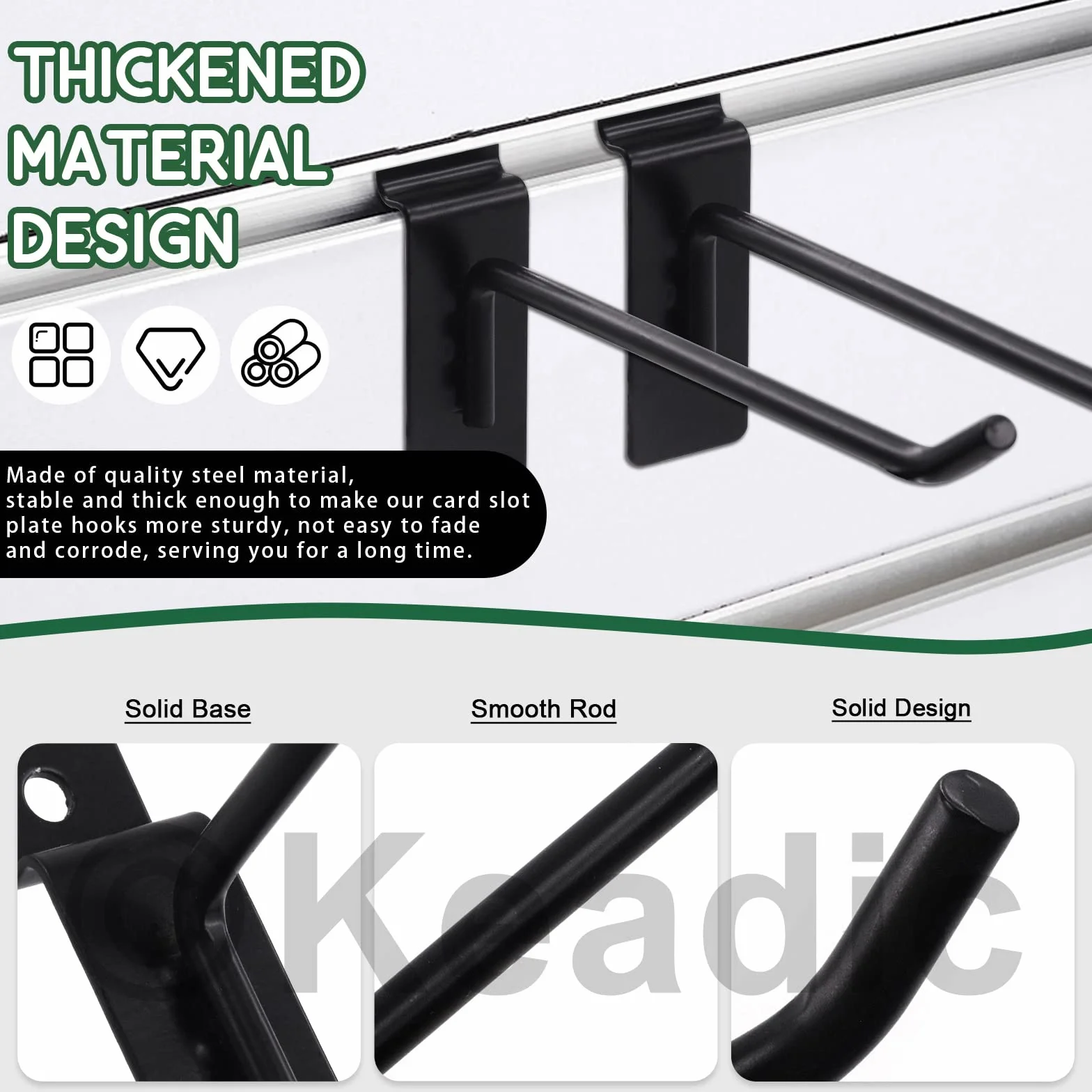 Keadic Juego surtido de 32 ganchos de pared de listones de 2/4/6/8 pulgadas, ganchos para colgar en la pared, ganchos resistentes para paneles de clavijas para garaje, tienda, minorista (negro)