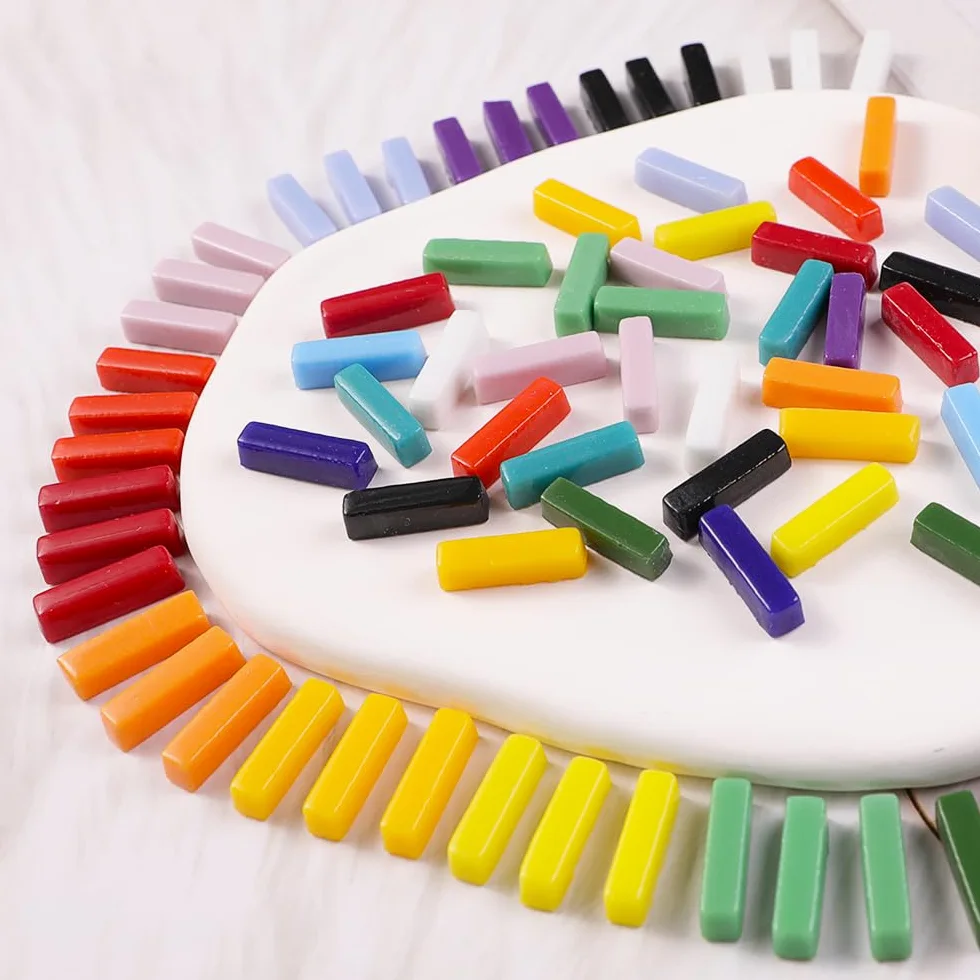 1 LB 5x20mm Tiras de vidrio Mosaico Azulejos para la decoración del hogar, mini azulejo de vidrio reciclado para bricolaje, manualidades, arte y pasatiempos de bricolaje para niños (RS900)