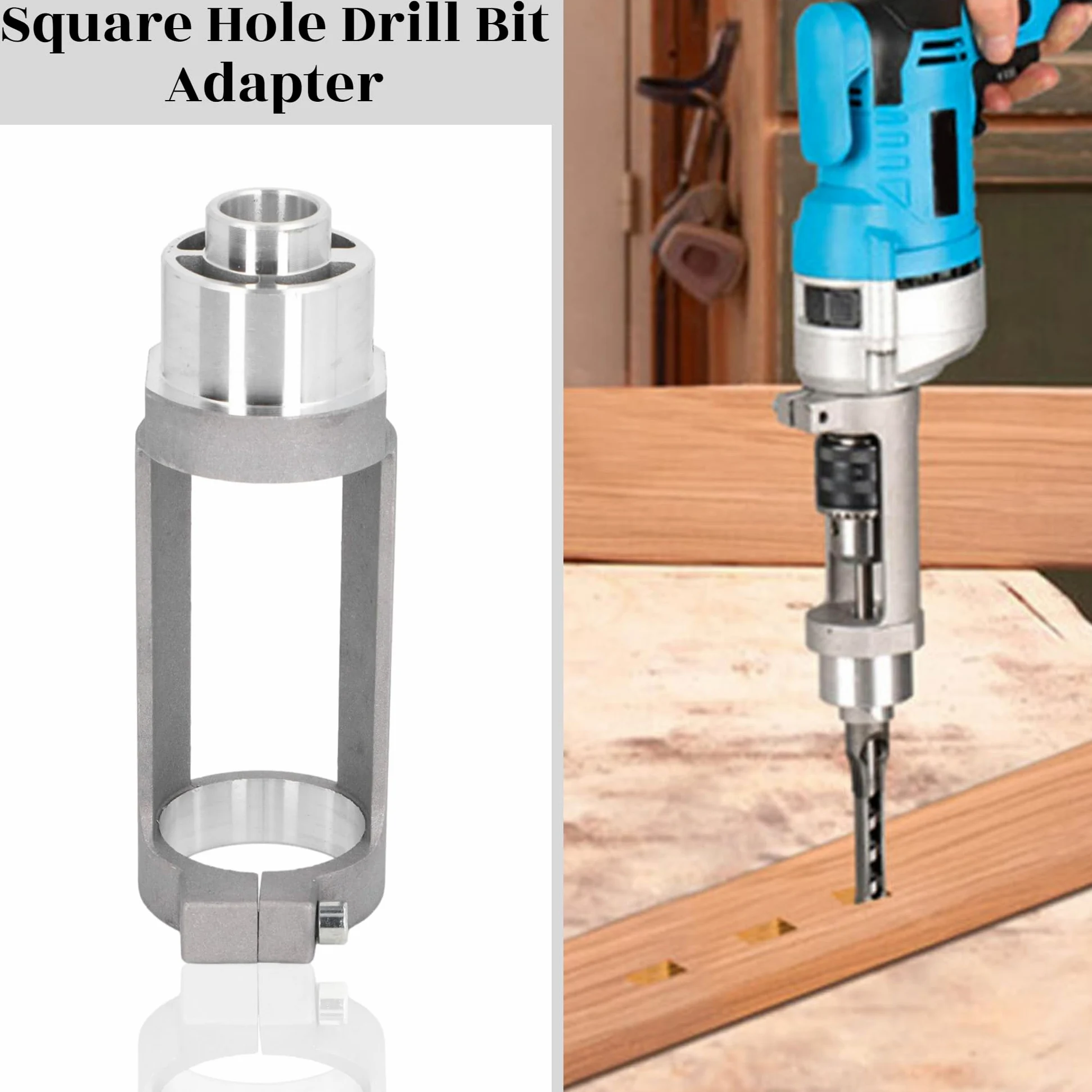 Adaptador de broca cuadrada, soporte de taladro cuadrado para taladros con un diámetro de 38-43 mm, adaptador de taladro cuadrado para taladros eléctricos y taladros manuales para trabajar la madera